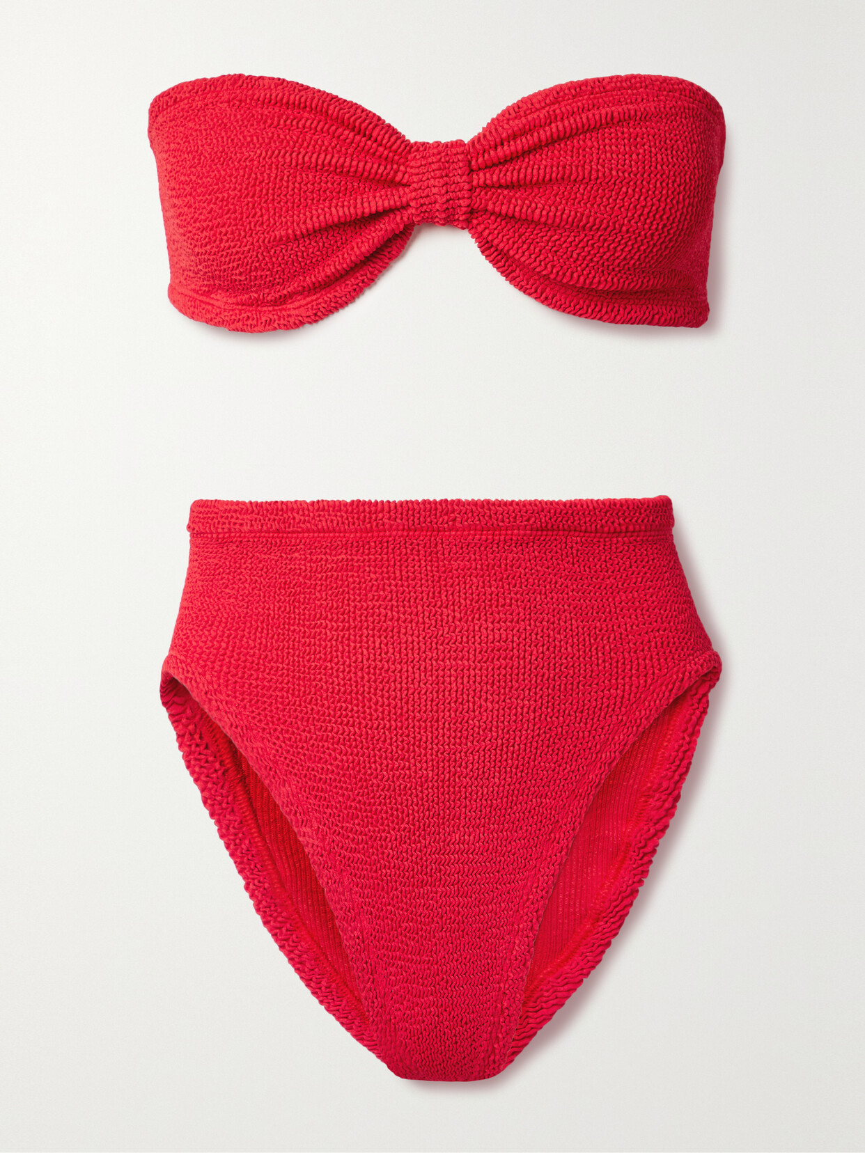 Hunza G - Ruby Seersucker Bandeau Bikini - Red