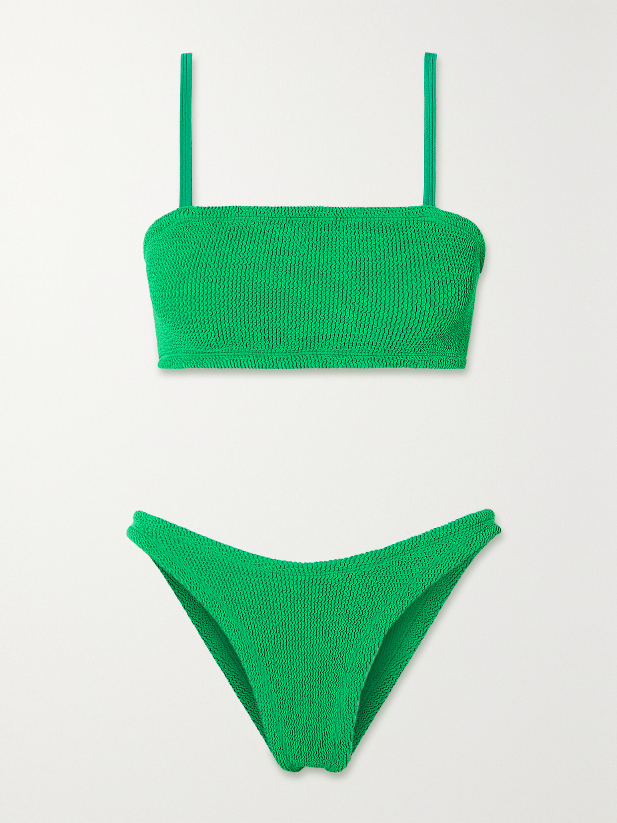 Shop Hunza G + Net Sustain Gigi Seersucker Bikini In Green