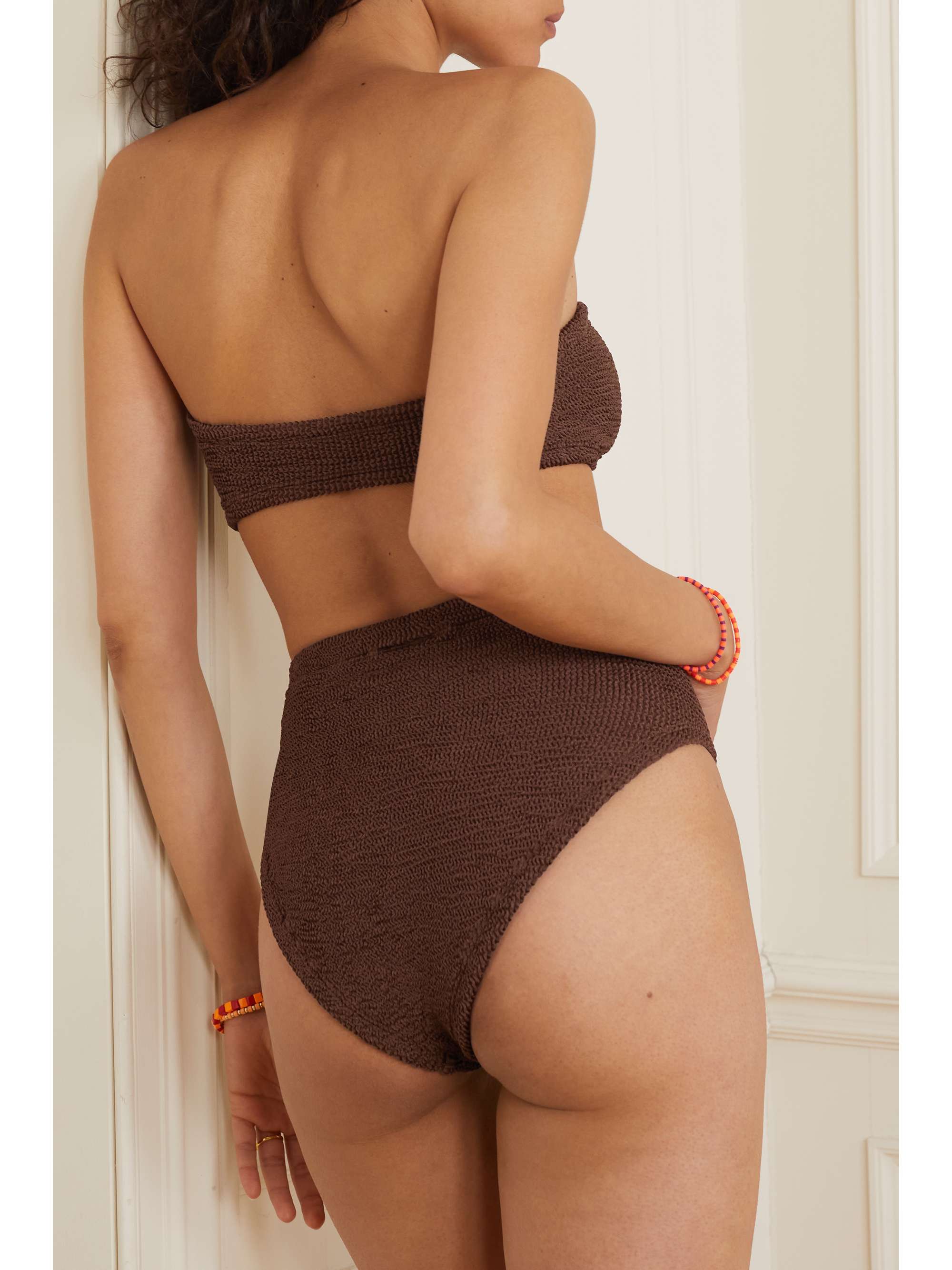 HUNZA G Ruby seersucker bandeau bikini