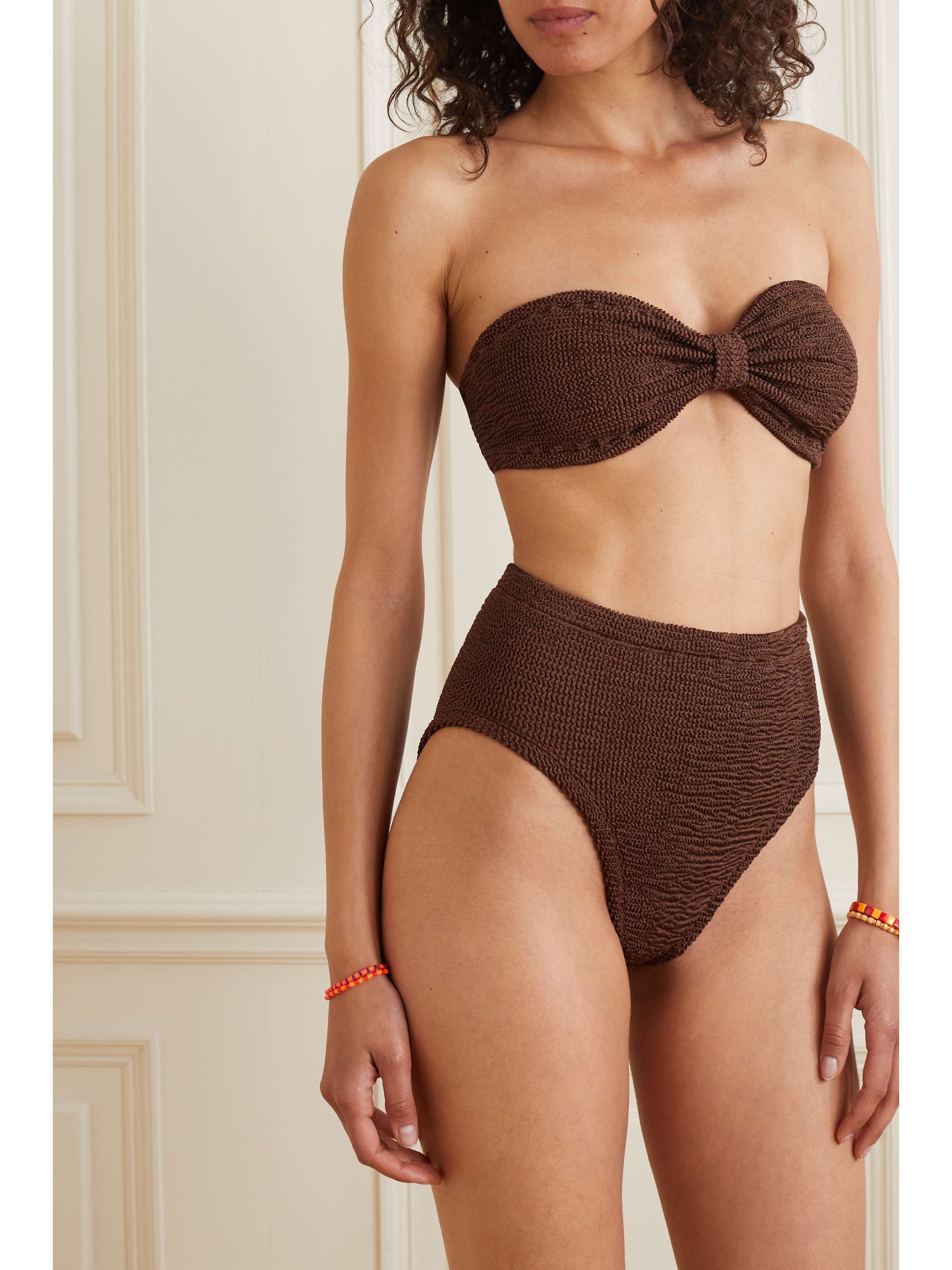HUNZA G Ruby seersucker bandeau bikini