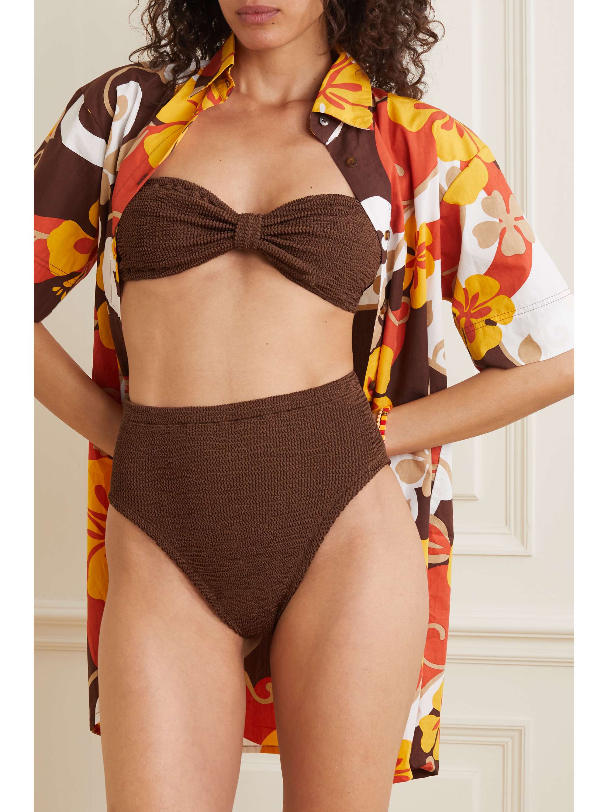 HUNZA G Ruby seersucker bandeau bikini