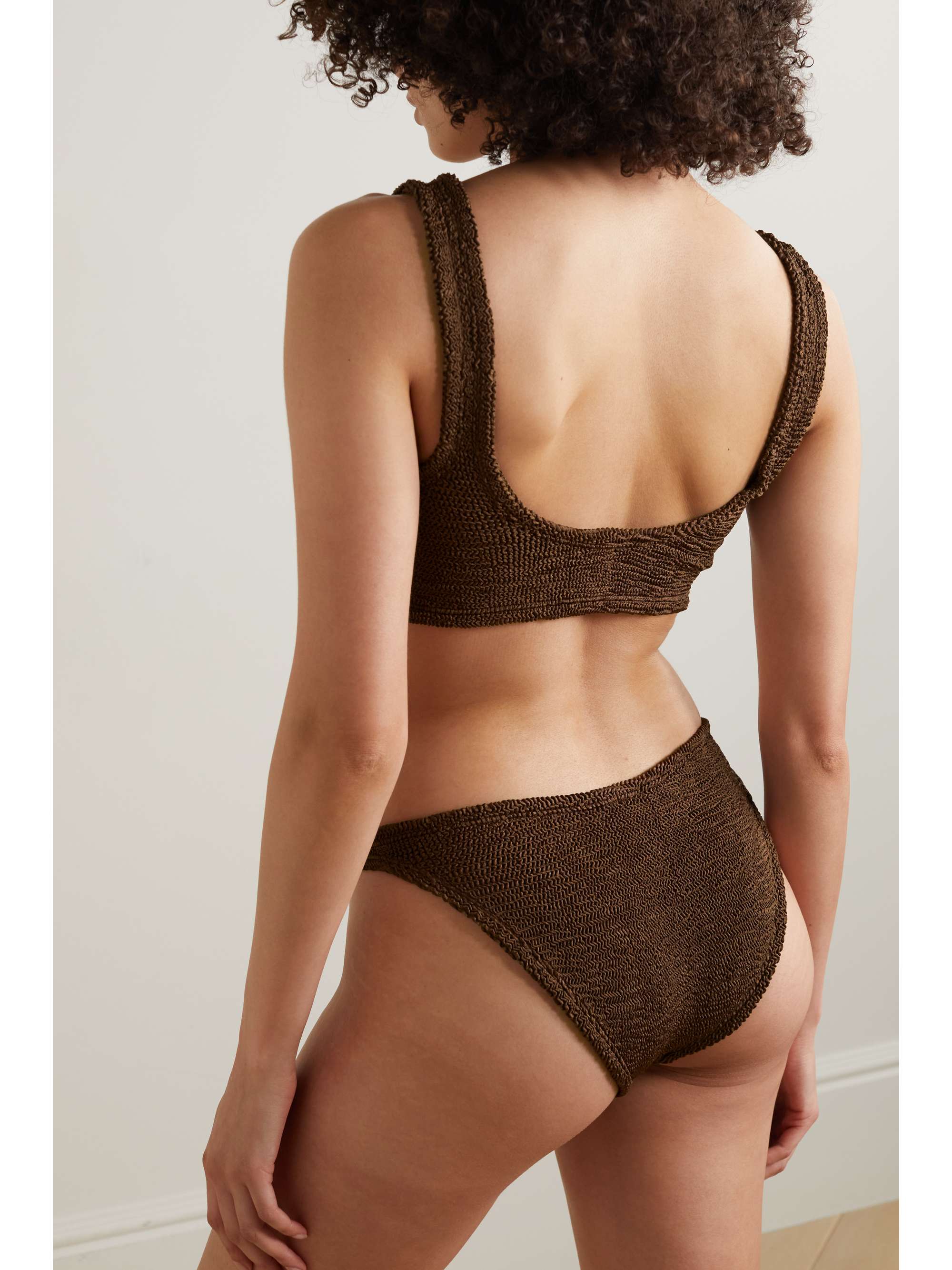HUNZA G + NET SUSTAIN Juno twist-front seersucker bikini