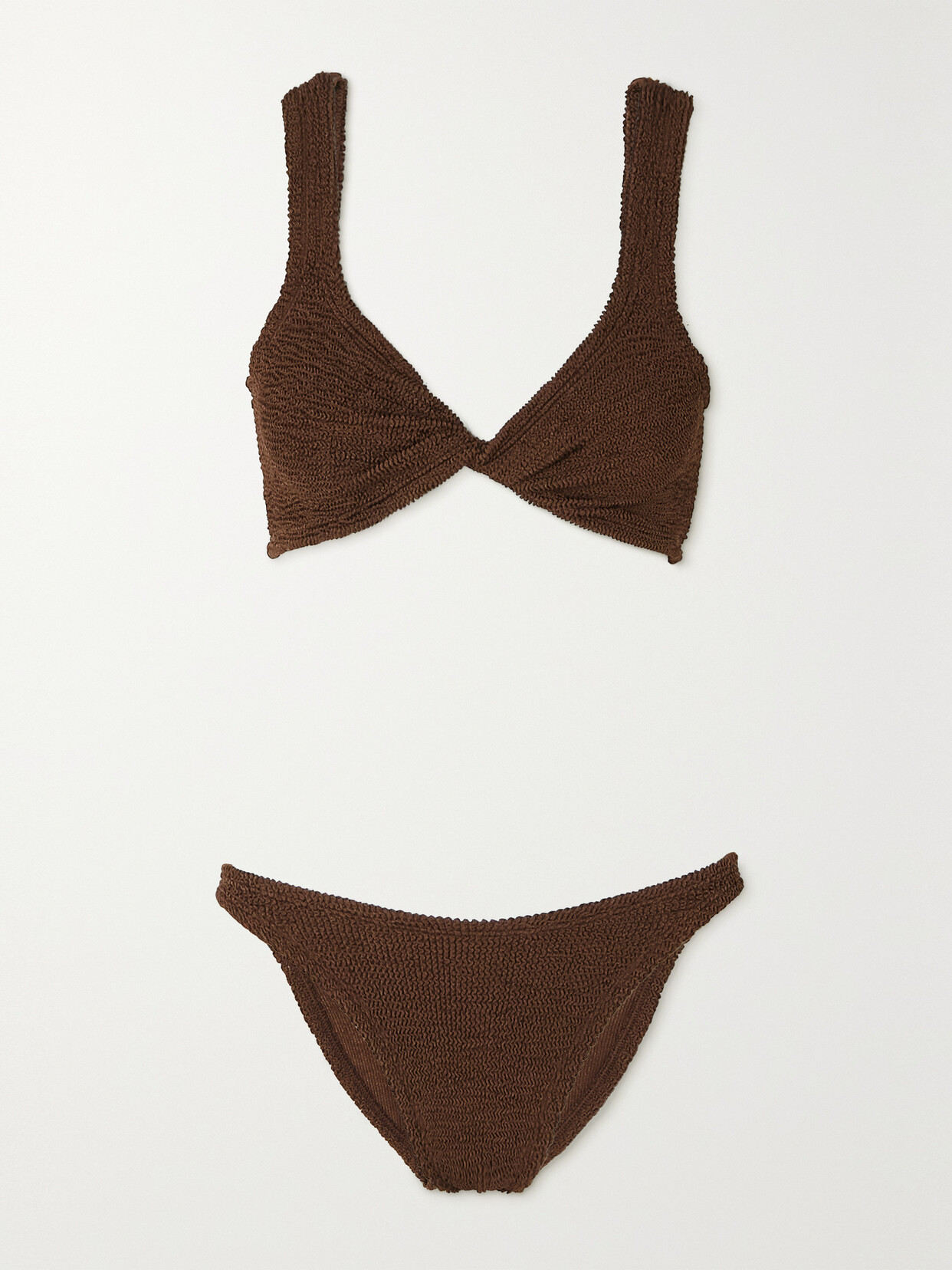 Hunza G + Net Sustain Juno Twist-front Seersucker Bikini In Unknown