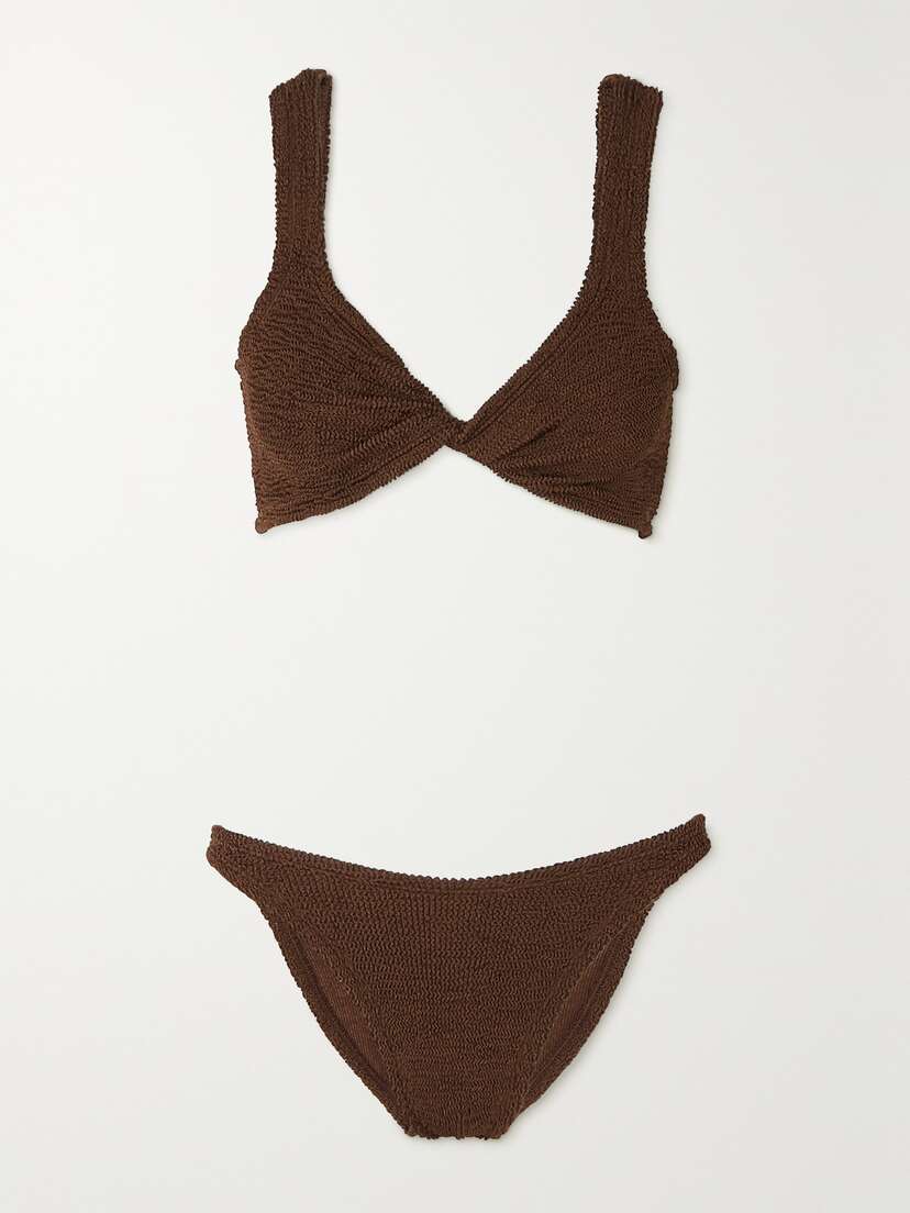 Hunza G + Net Sustain Juno Twist-front Seersucker Bikini