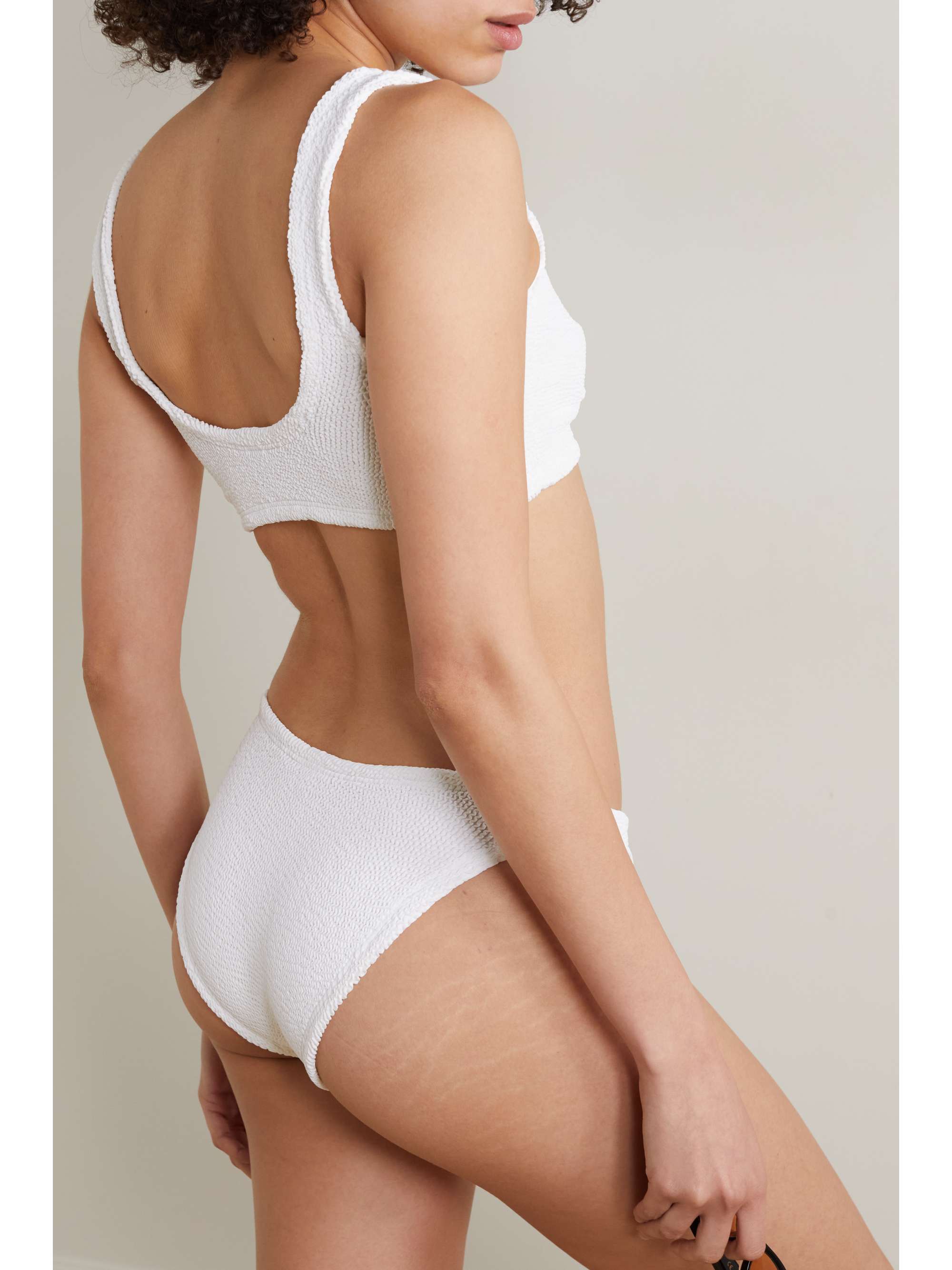 HUNZA G + NET SUSTAIN Juno twist-front seersucker bikini