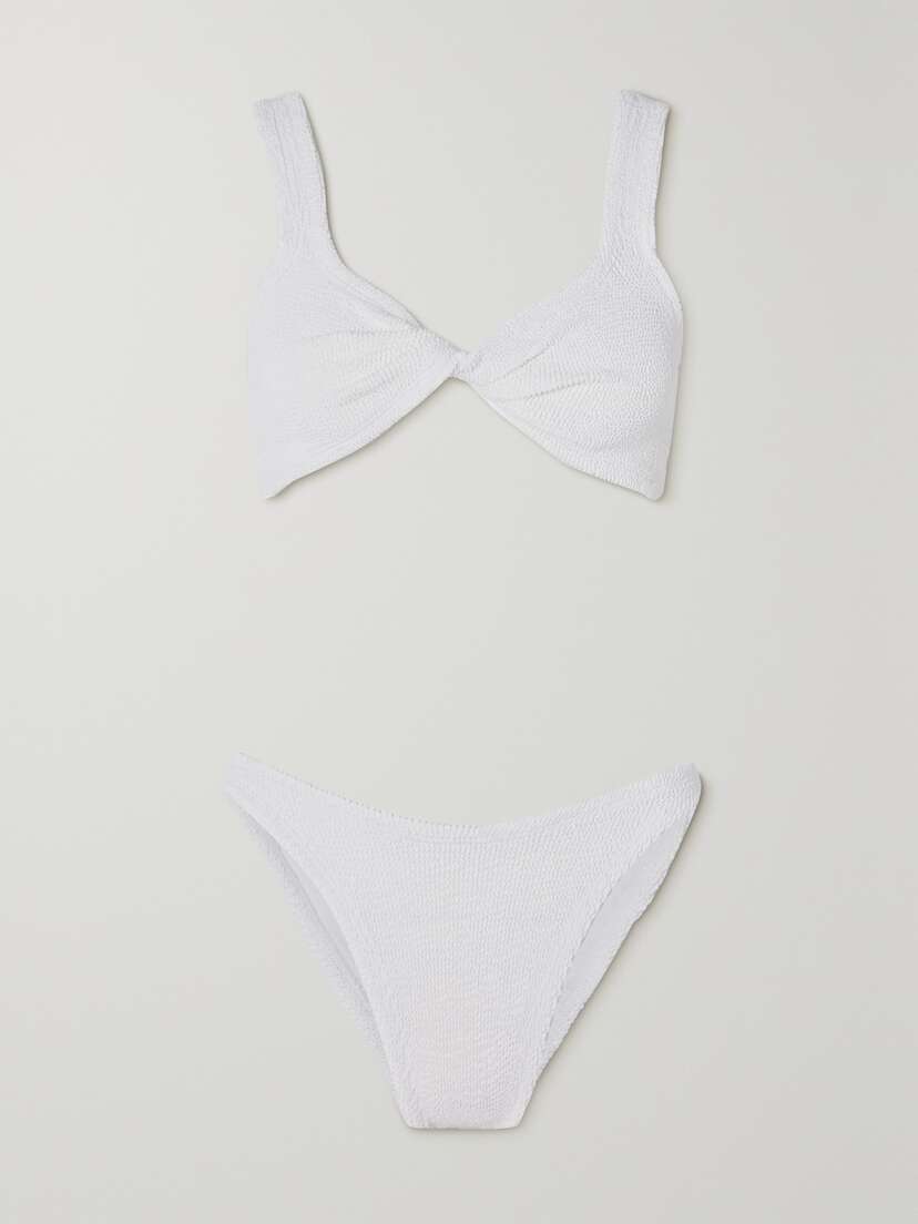 Hunza G + Net Sustain Juno Twist-front Seersucker Bikini