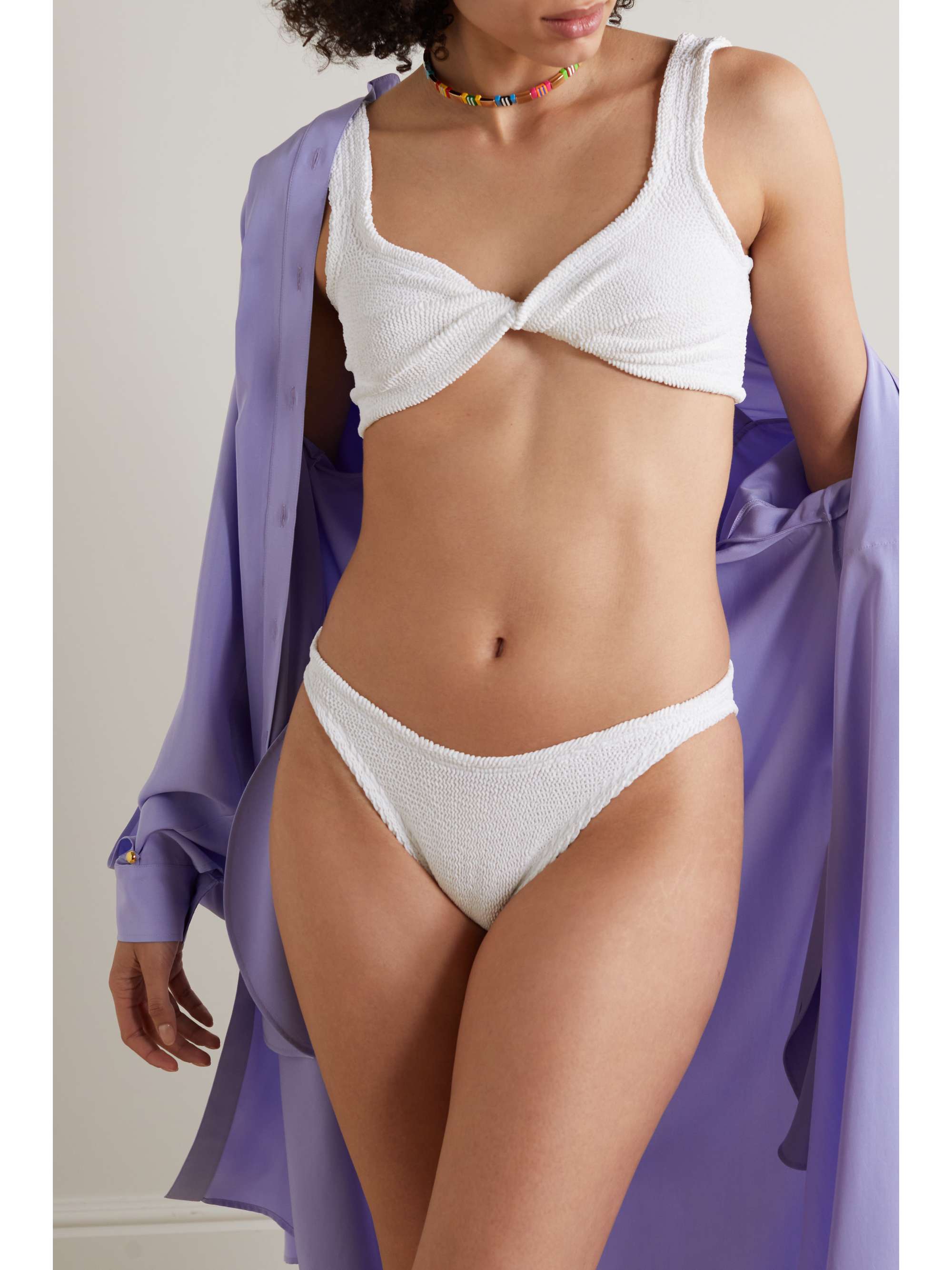 NET SUSTAIN Juno twist front seersucker bikini white One Size