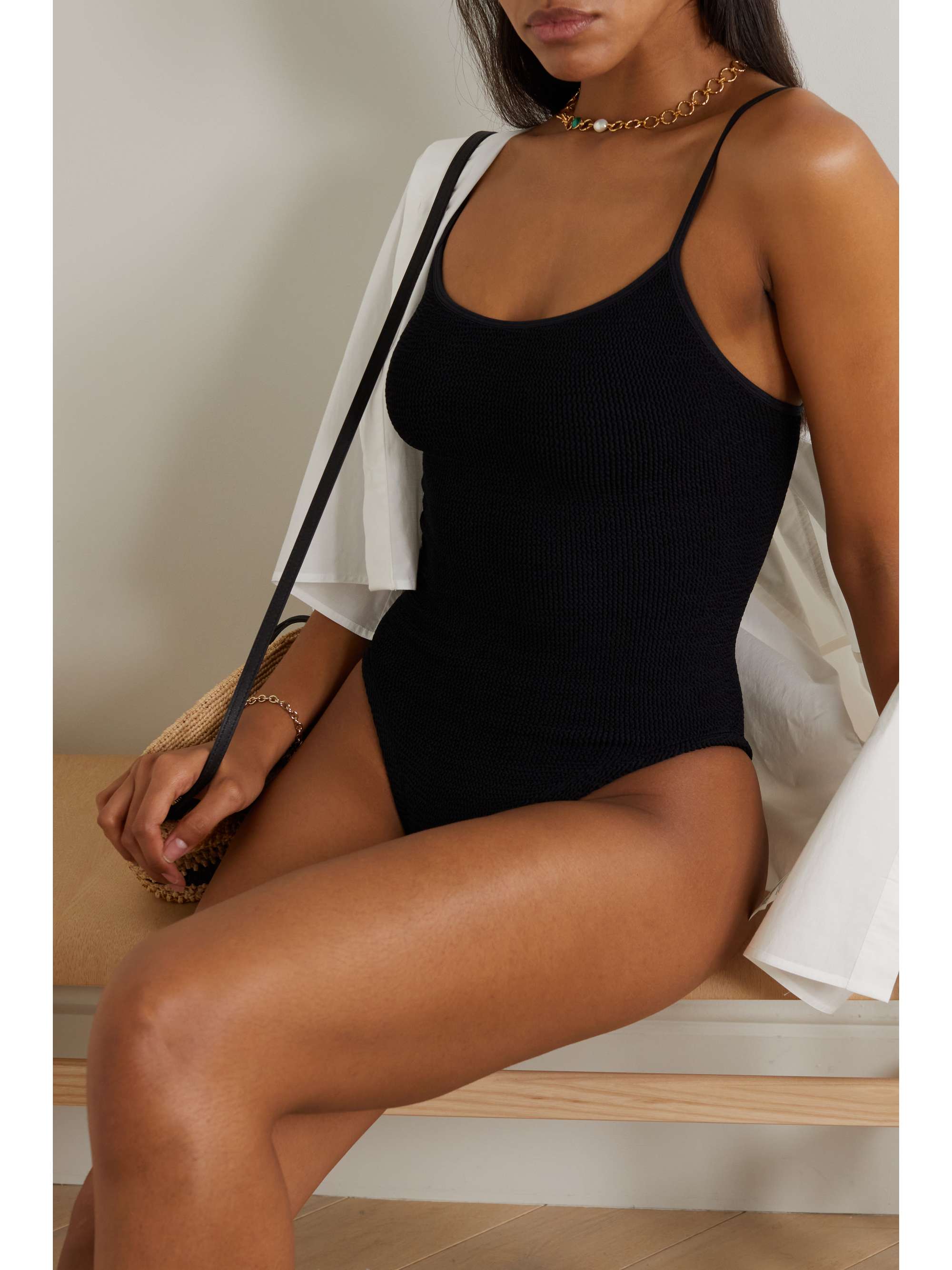 HUNZA G + NET SUSTAIN Pamela seersucker swimsuit