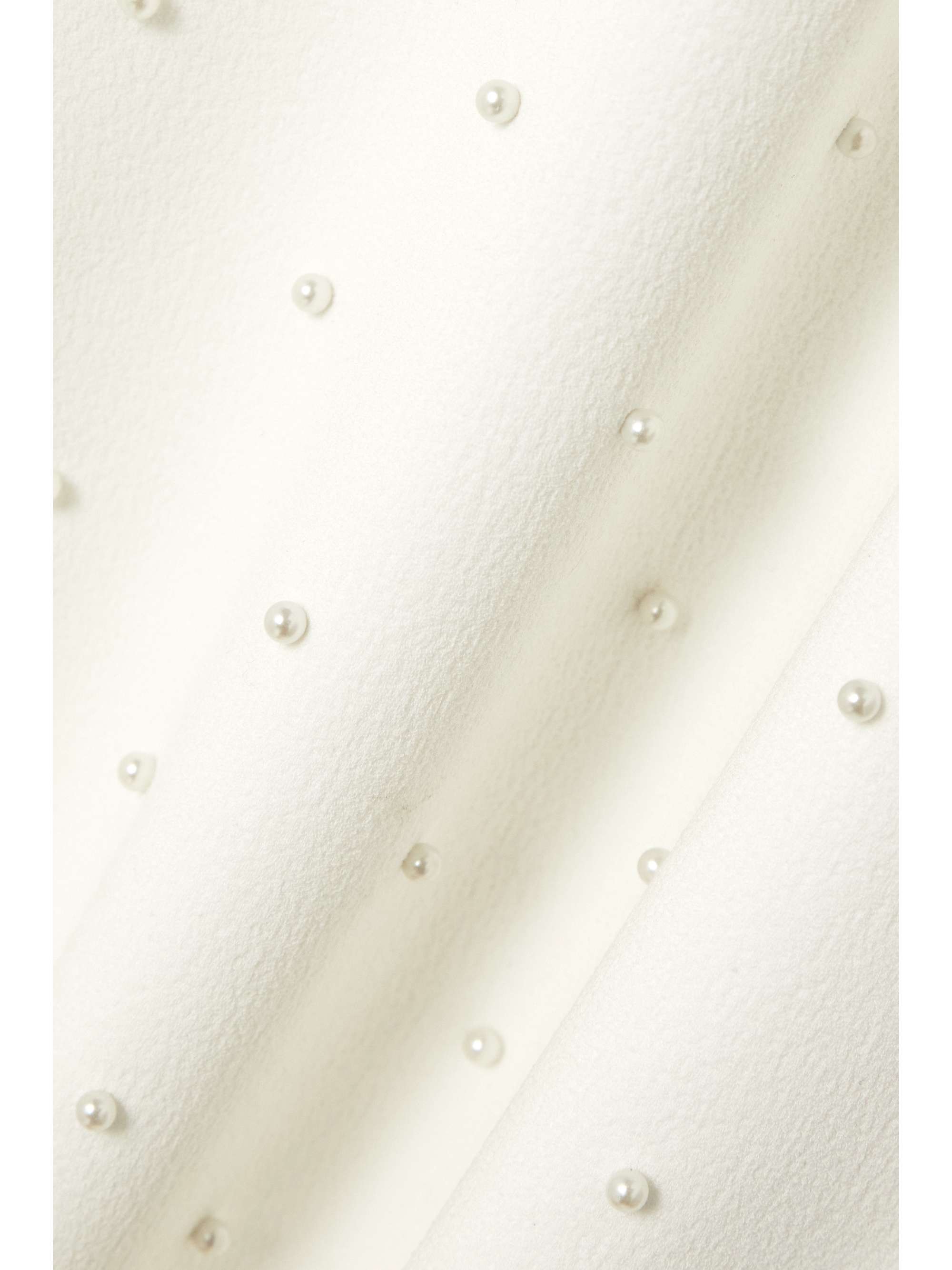 REBECCA VALLANCE Bow-detailed faux pearl-embellished cady midi dress