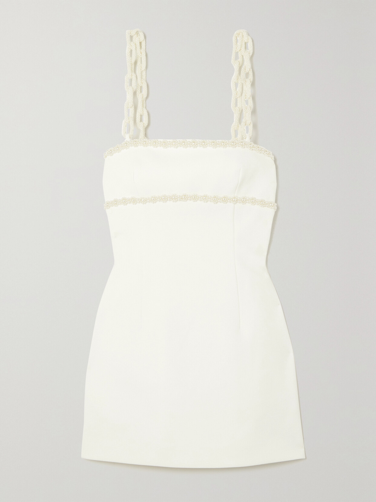 Rebecca Vallance - Faux Pearl-embellished Stretch-cady Mini Dress - Ivory