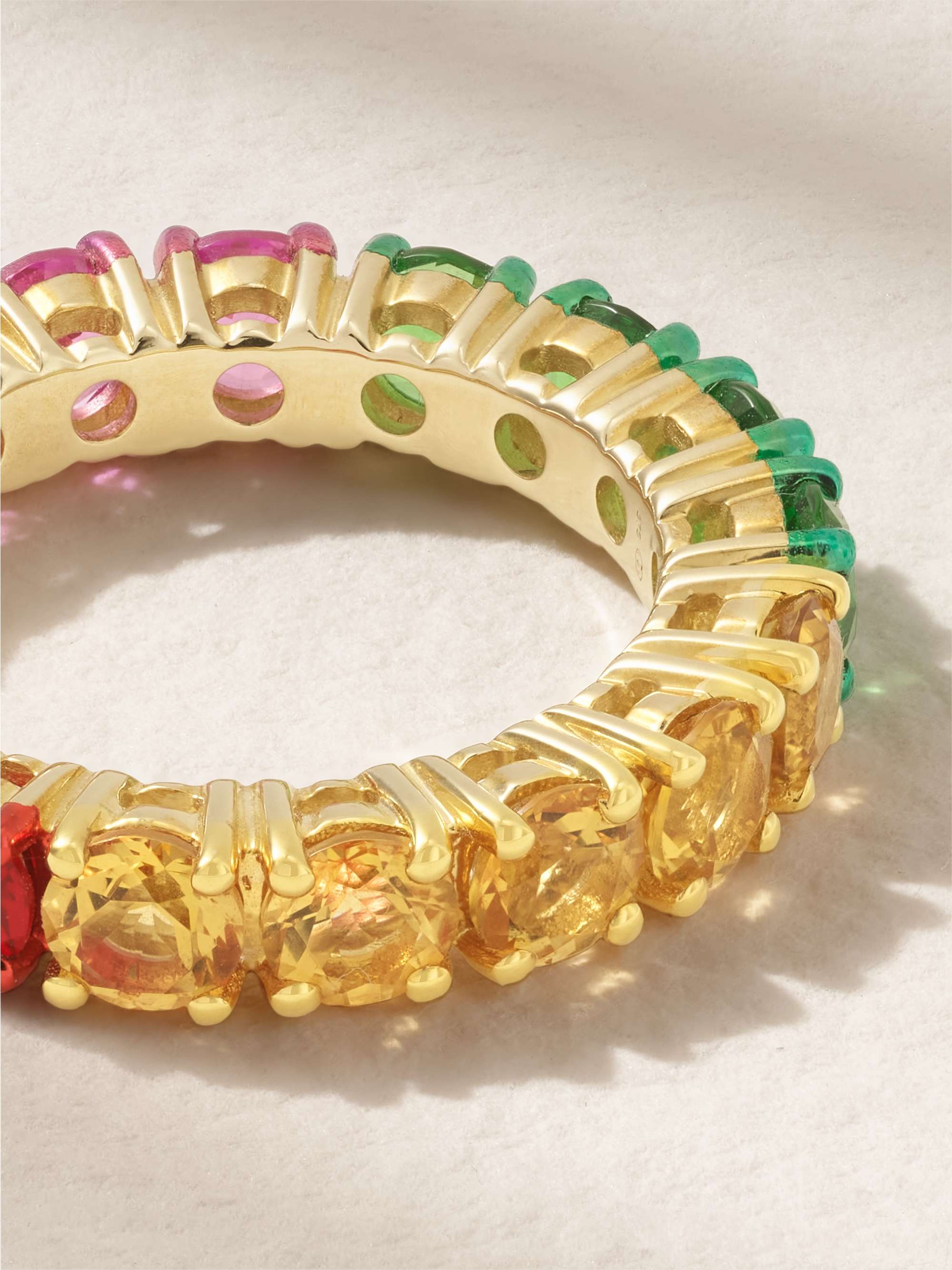 YVONNE LÉON Alliance Rivière 9K 黄金、黄水晶、水晶戒指