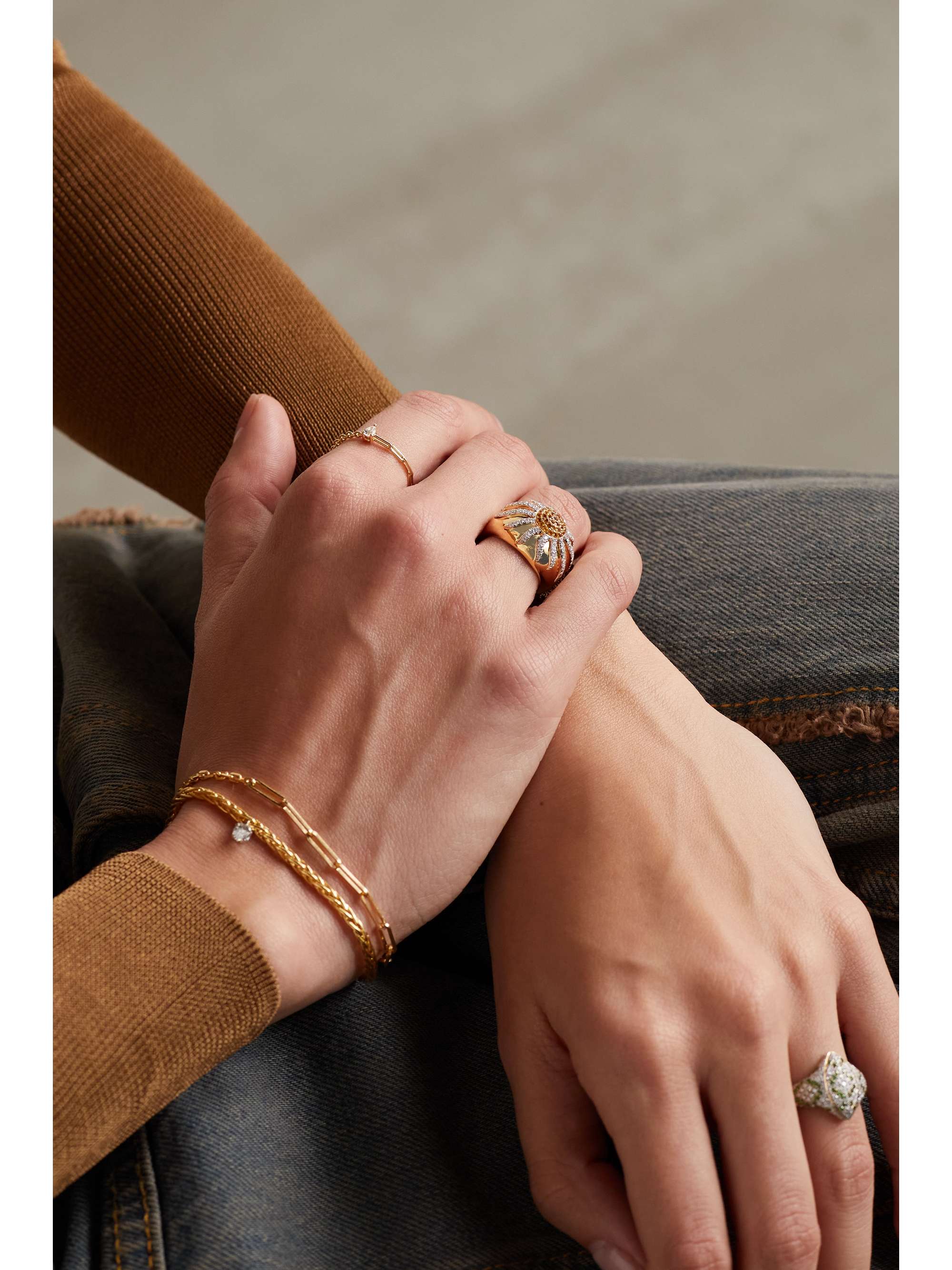 YVONNE LÉON 18-karat gold, citrine and diamond ring