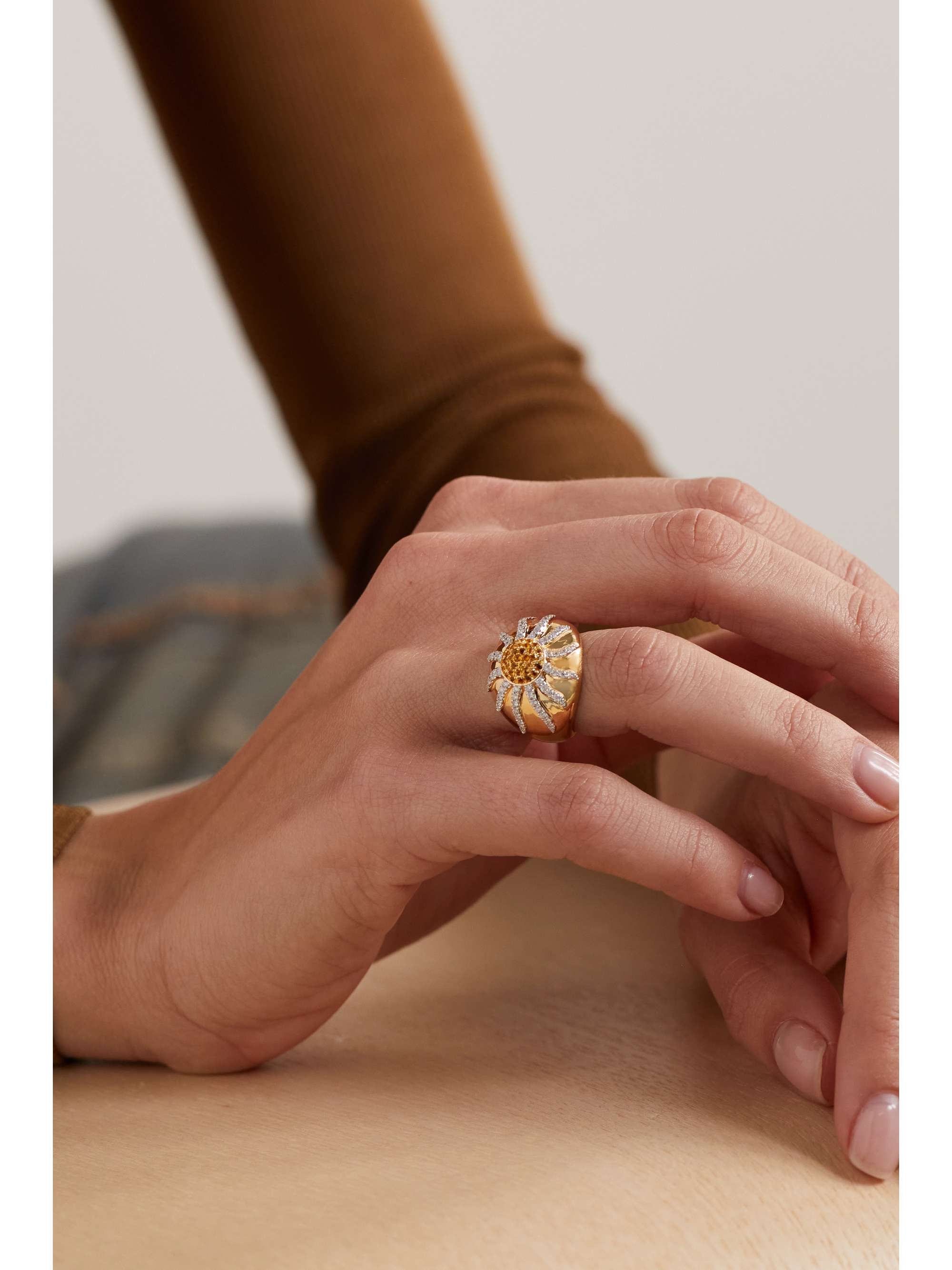 YVONNE LÉON 18-karat gold, citrine and diamond ring