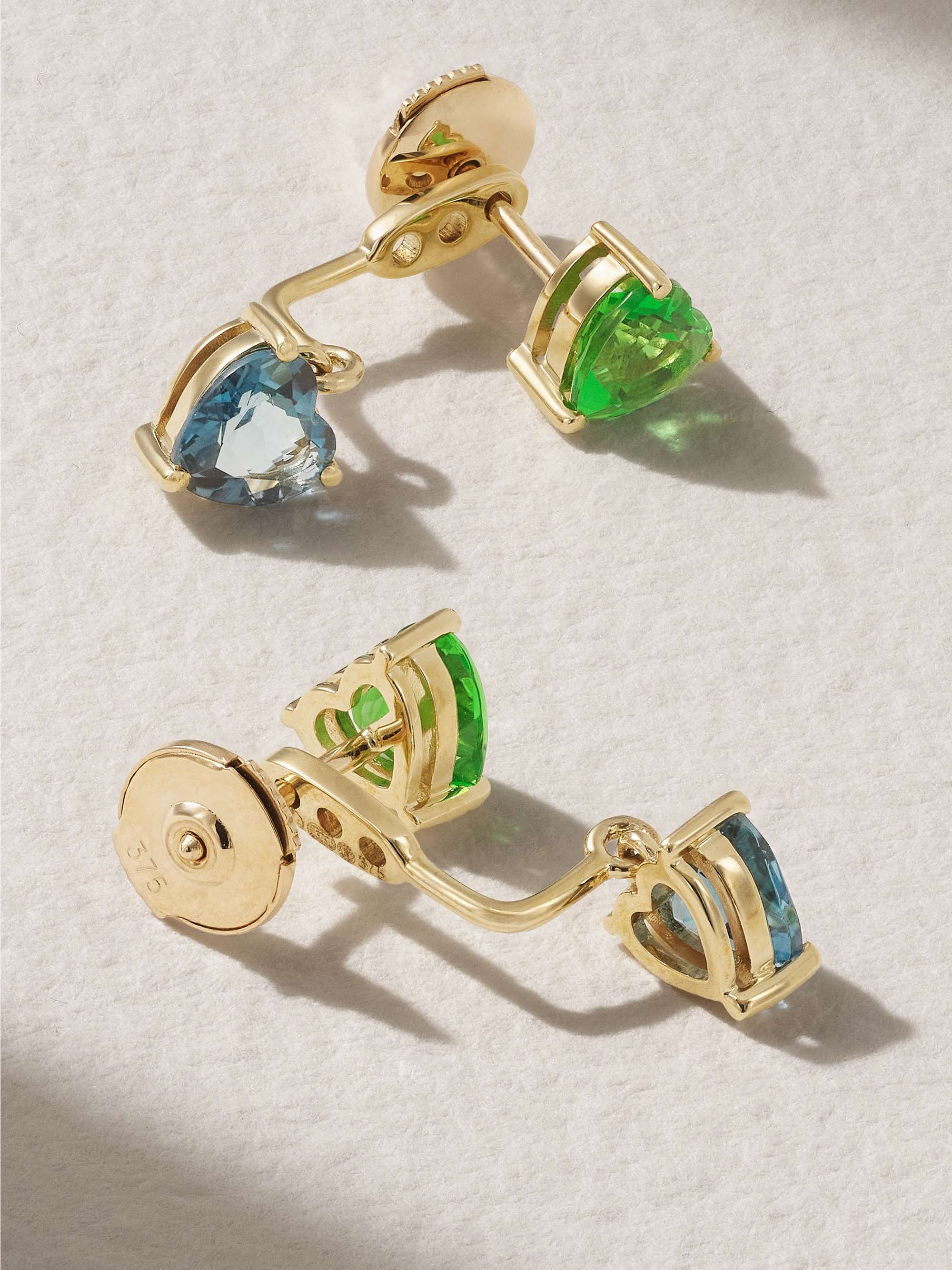 YVONNE LÉON Convertible 9-karat gold, topaz and glass earrings