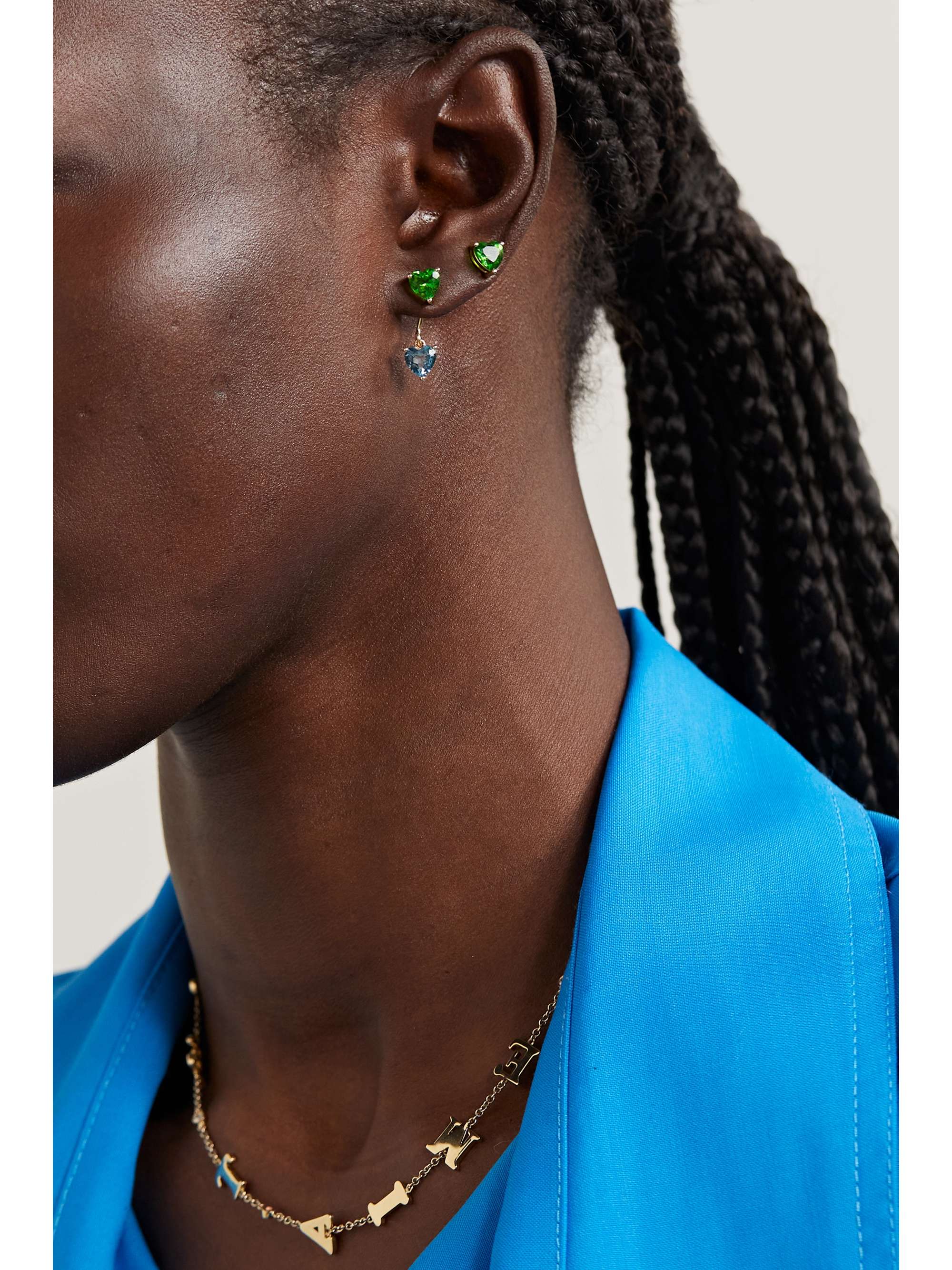 YVONNE LÉON Convertible 9-karat gold, topaz and glass earrings