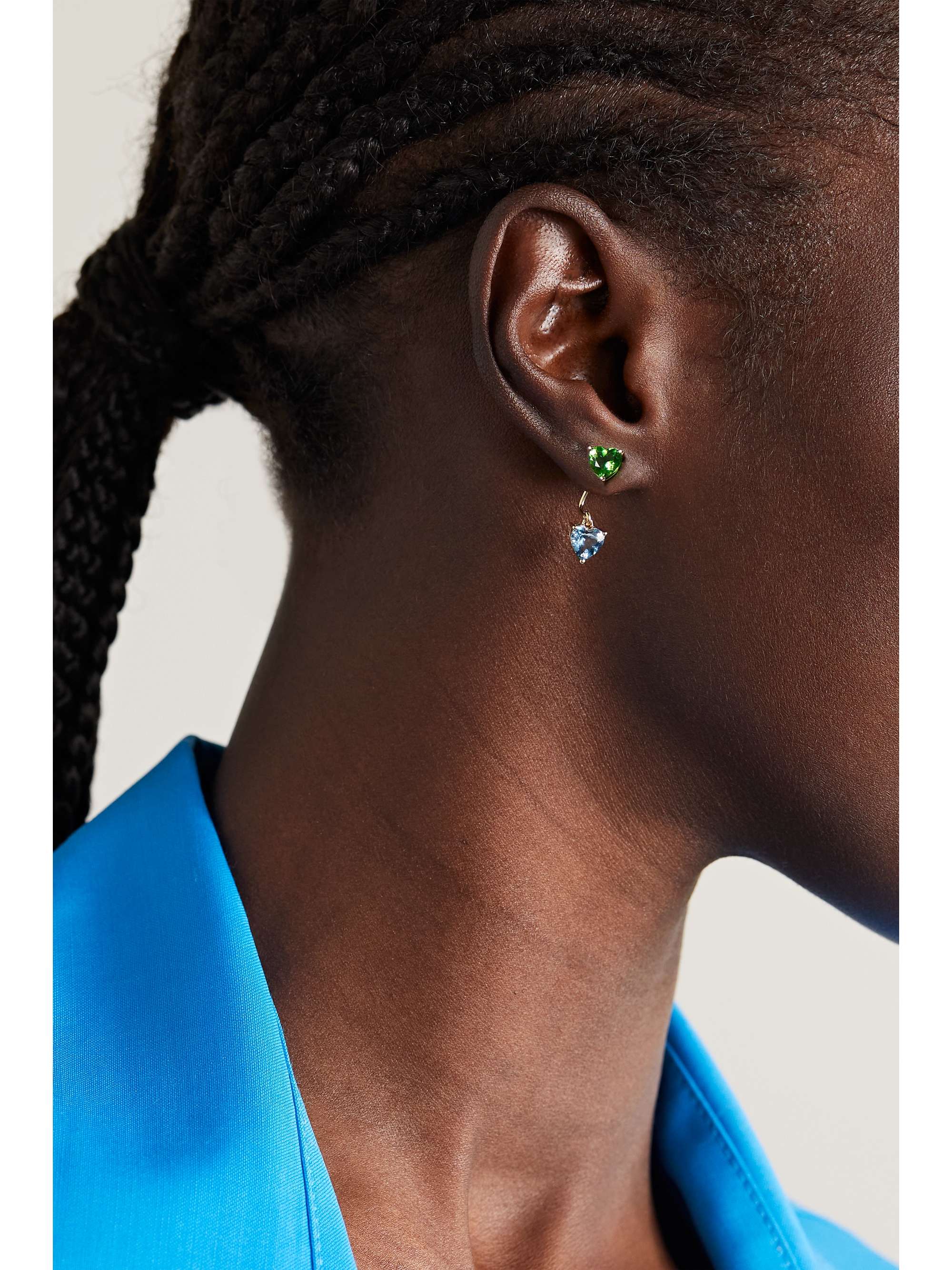 YVONNE LÉON Convertible 9-karat gold, topaz and glass earrings