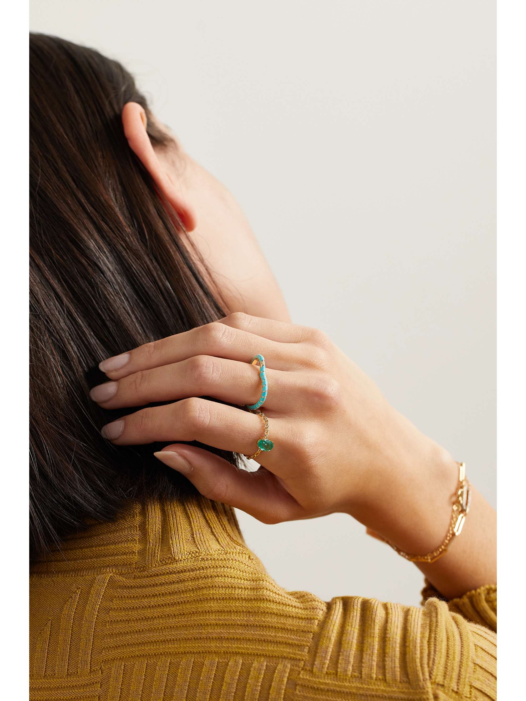 YVONNE LÉON 9-karat gold, enamel and diamond ring
