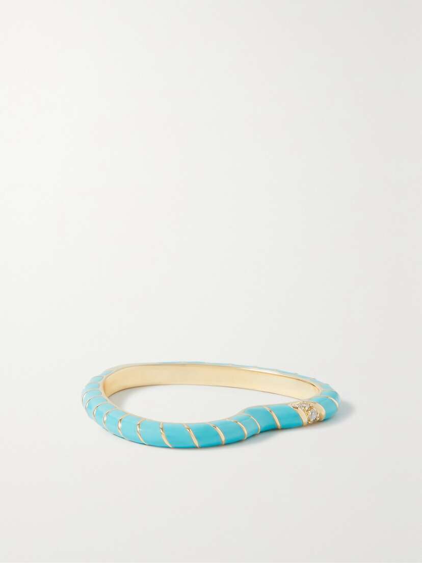 Yvonne Léon 9-karat Gold, Enamel And Diamond Ring