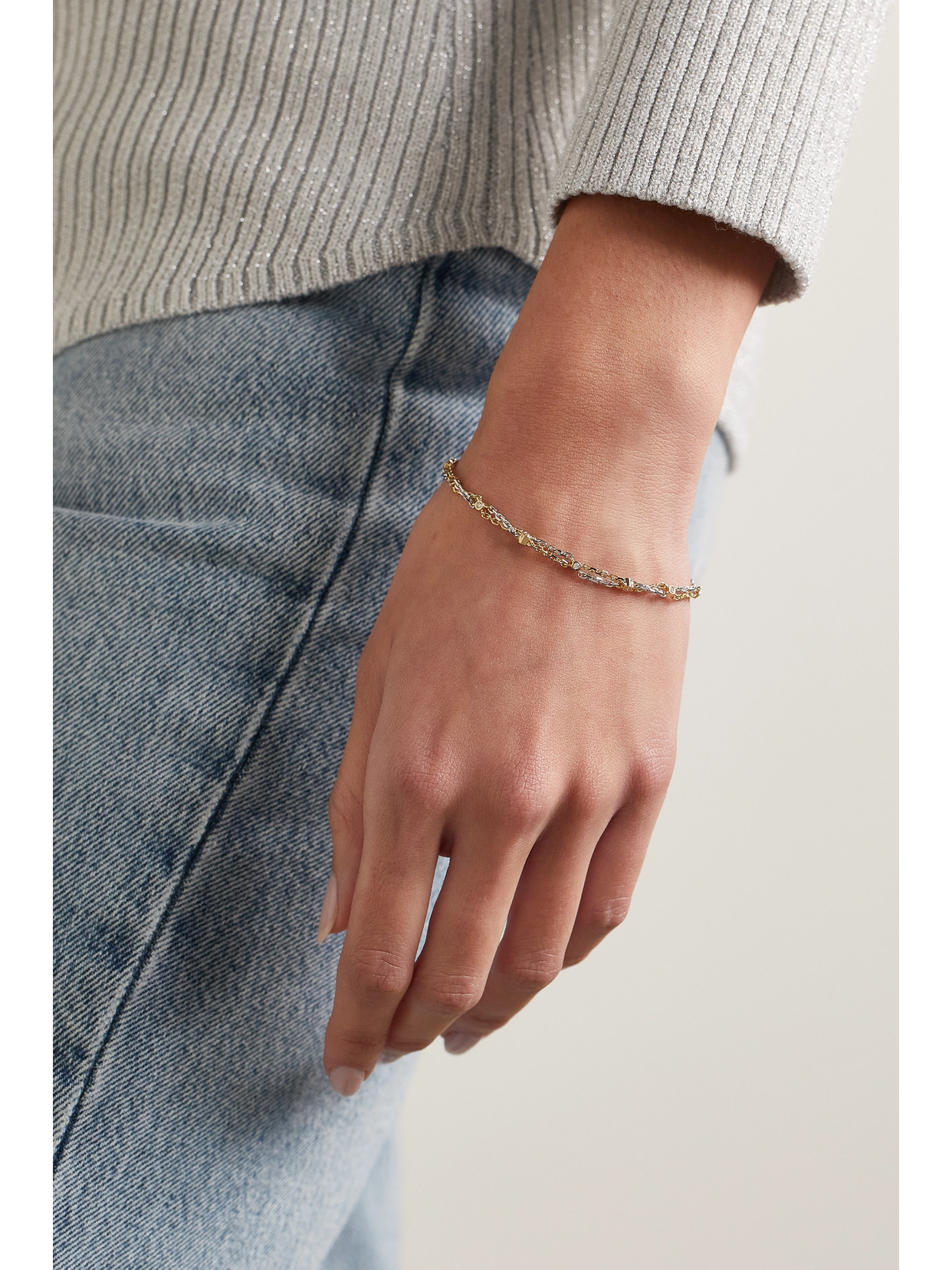 Yvonne Léon 18-karat White And Yellow Gold Diamond Bracelet In Gold