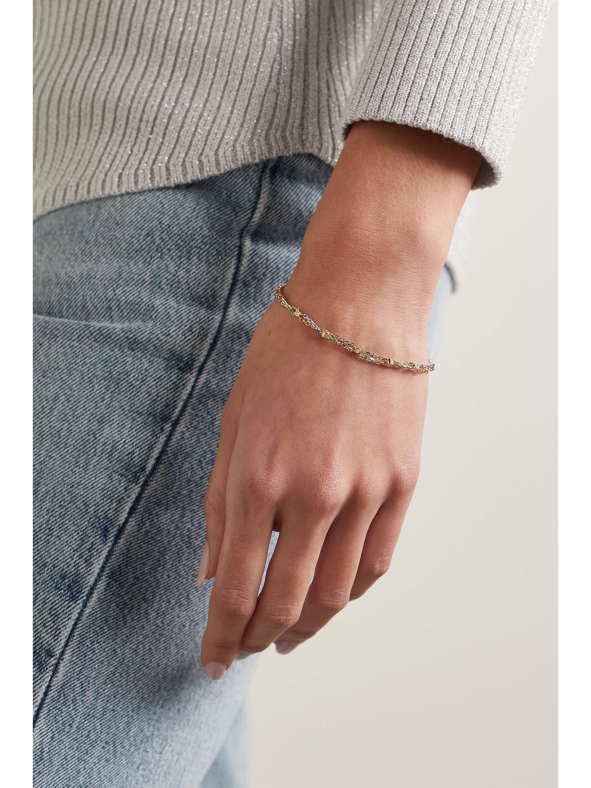 YVONNE LÉON 18-karat white and yellow gold diamond bracelet