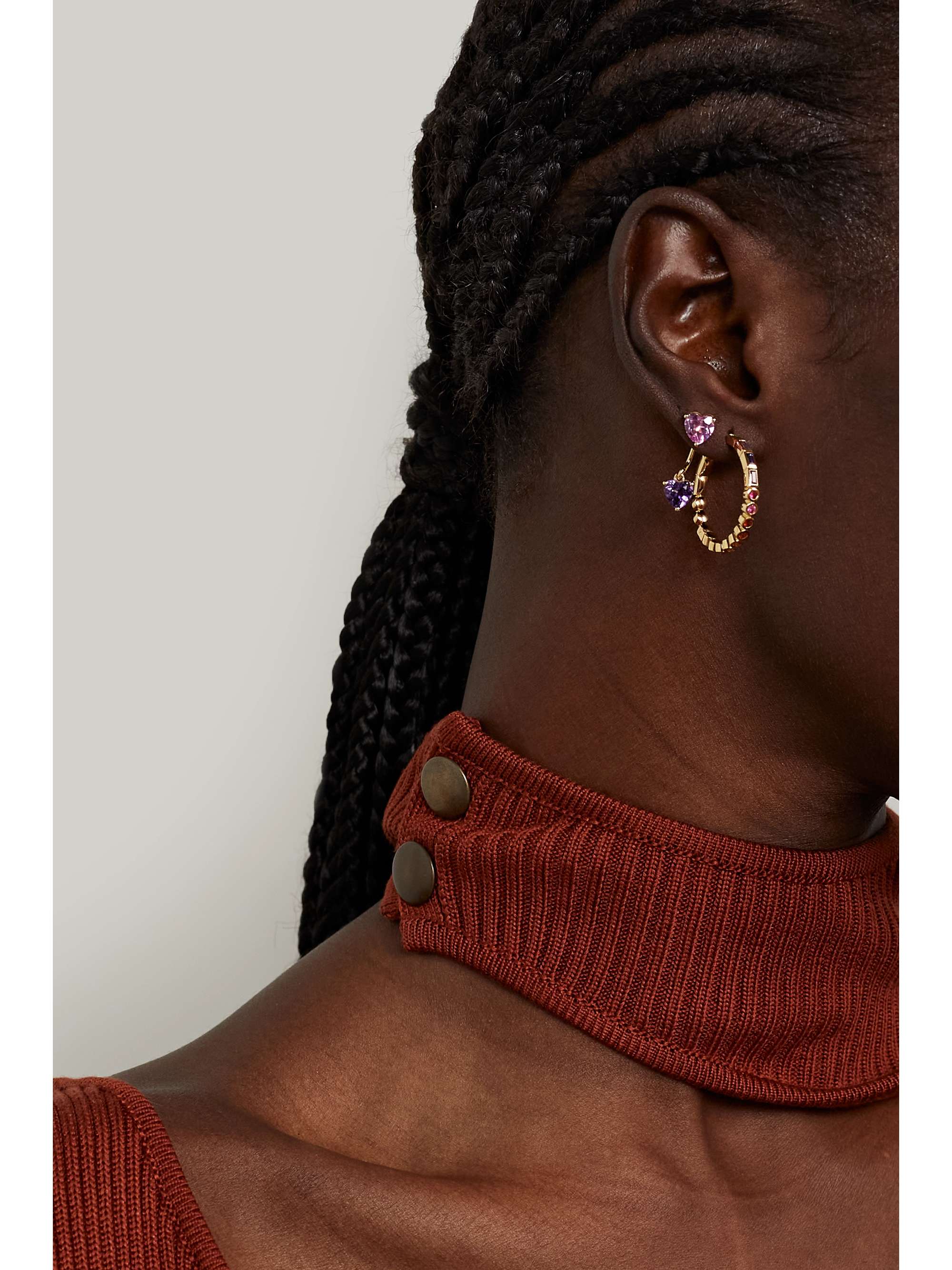 YVONNE LÉON 9-karat gold multi-stone hoop earrings