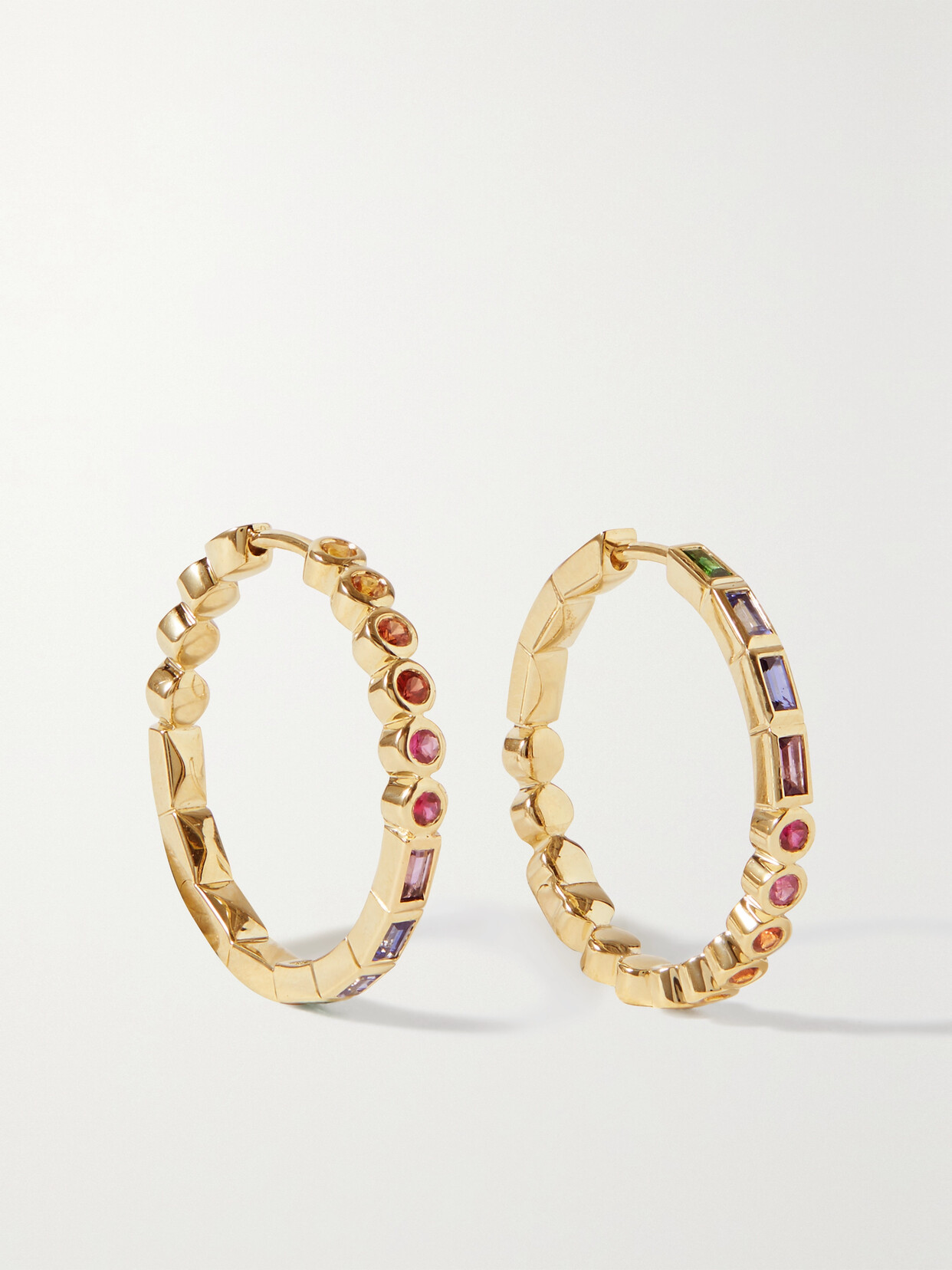 Yvonne Léon - 9-karat Gold Multi-stone Hoop Earrings - one size