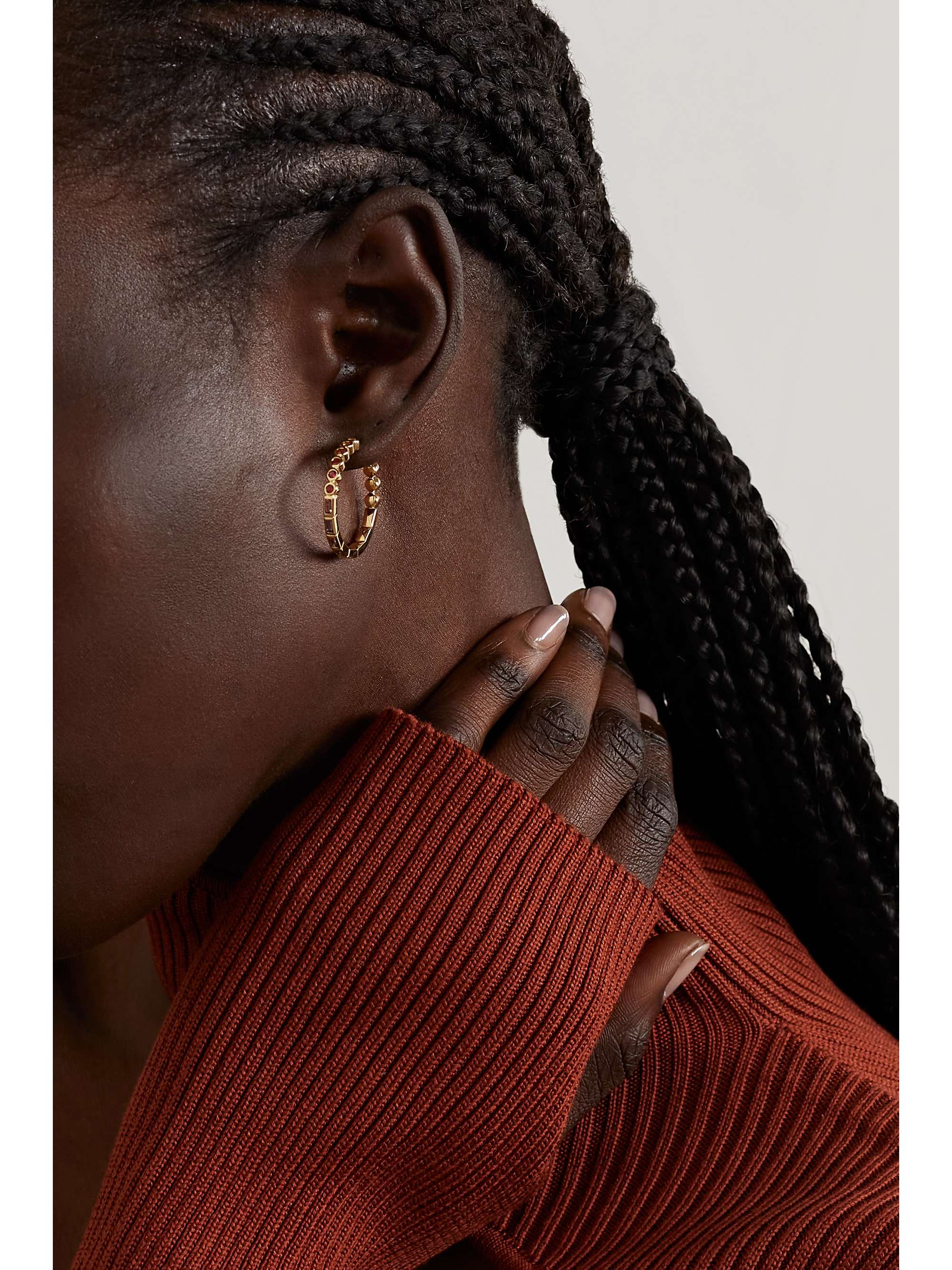 YVONNE LÉON 9-karat gold multi-stone hoop earrings