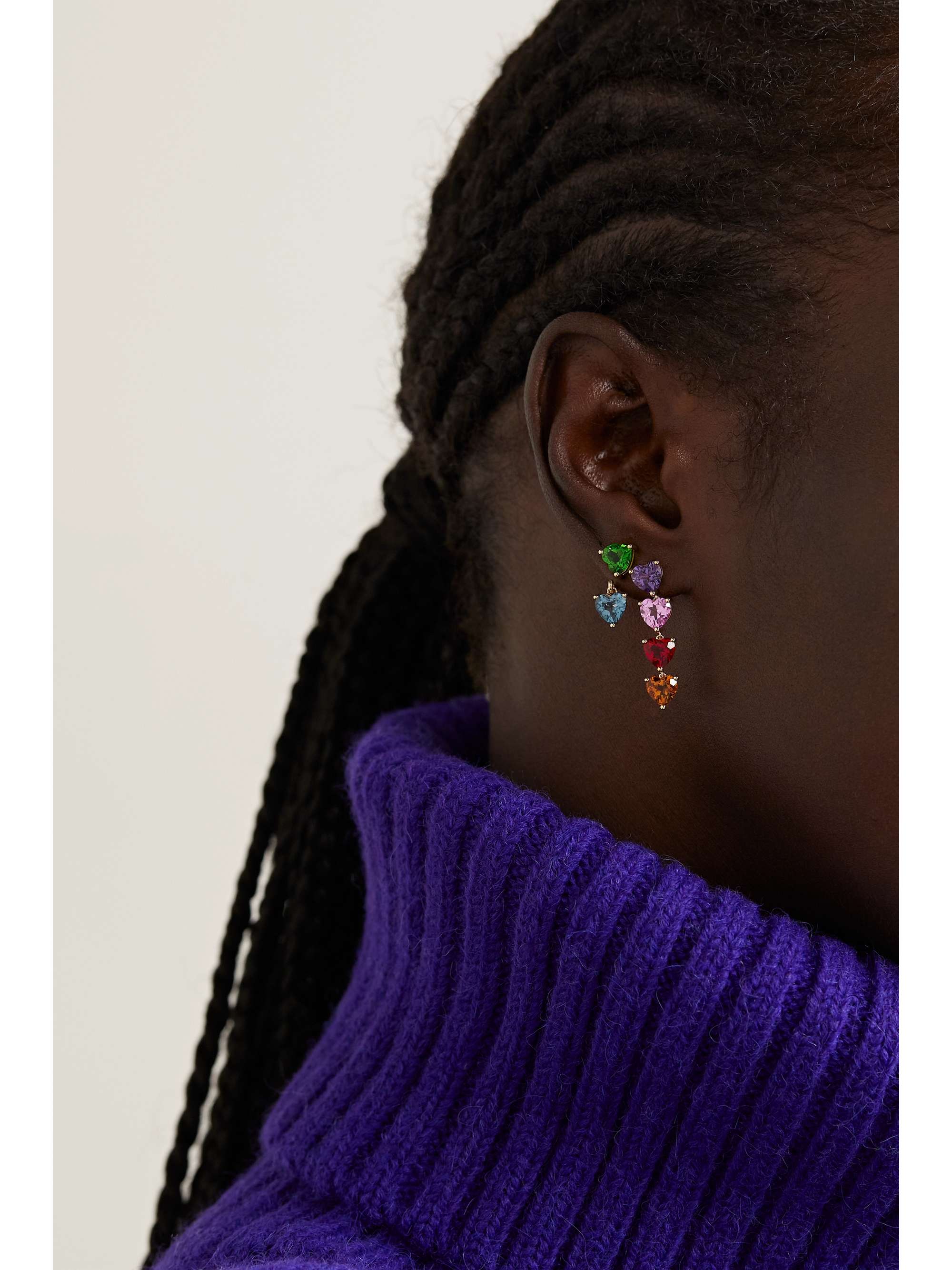 YVONNE LÉON 9-karat gold multi-stone earrings