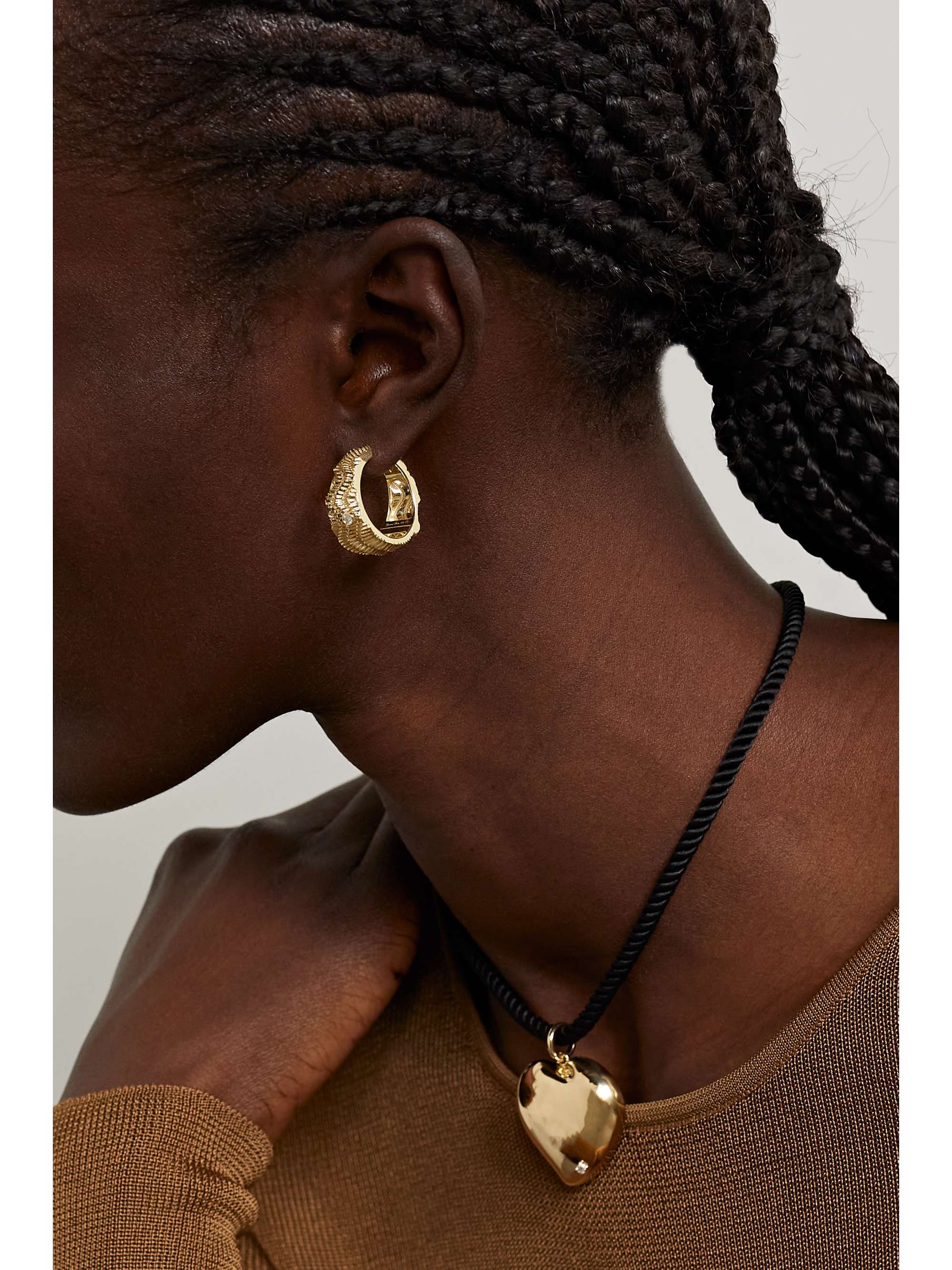 YVONNE LÉON 9-karat gold diamond hoop earrings