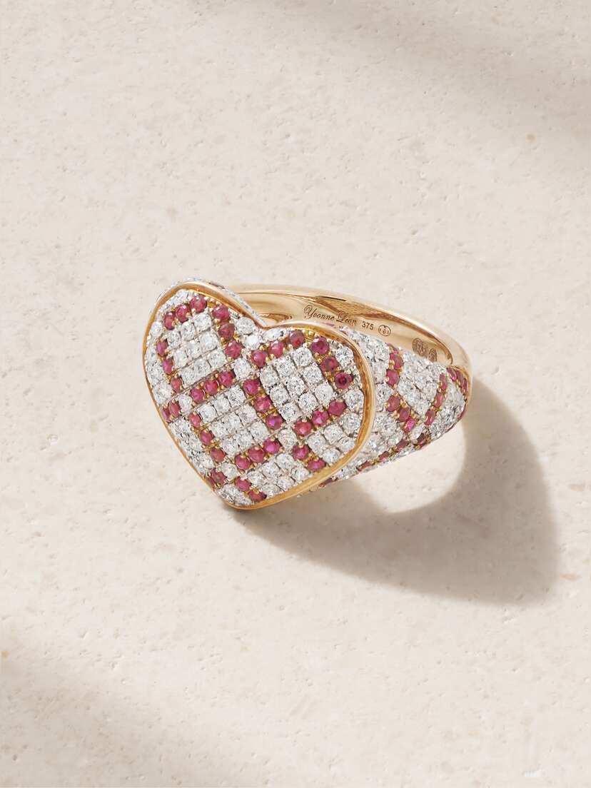 Yvonne Léon Chevaliere Coeur 9-karat Gold, Ruby And Diamond Ring