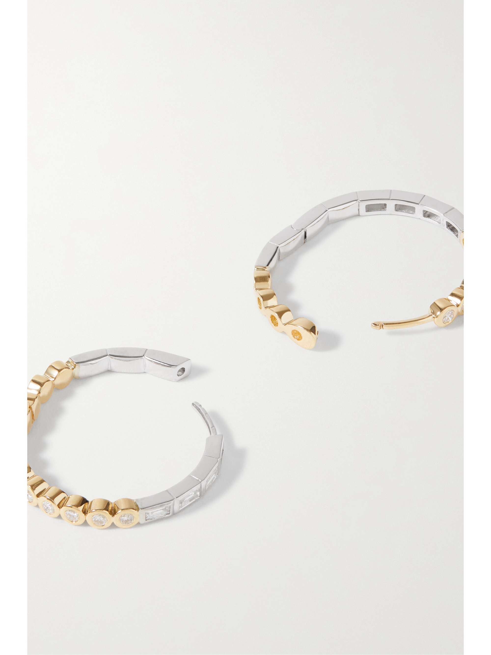 YVONNE LÉON 18-karat white and yellow gold diamond hoop earrings