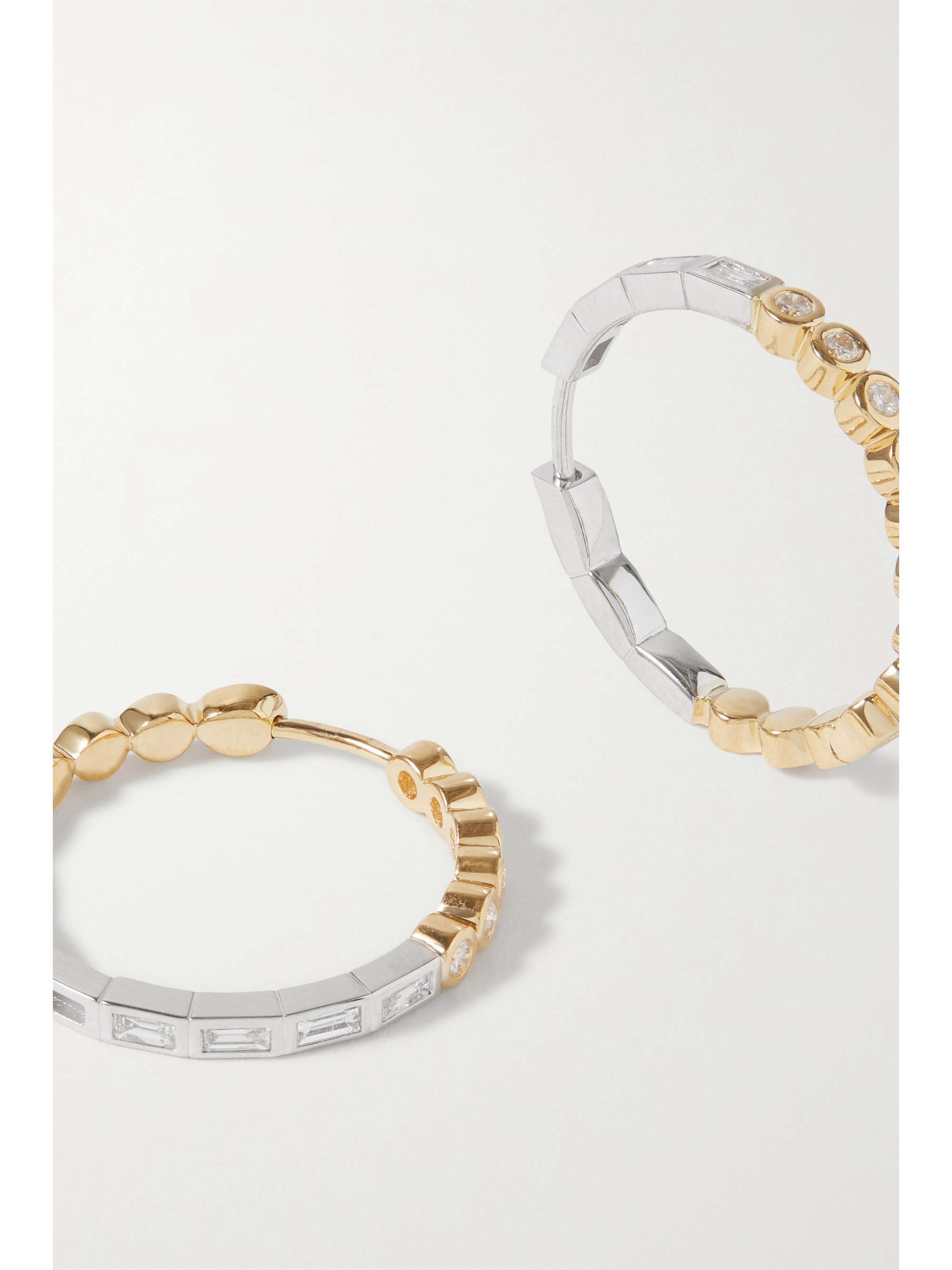 YVONNE LÉON 18-karat white and yellow gold diamond hoop earrings