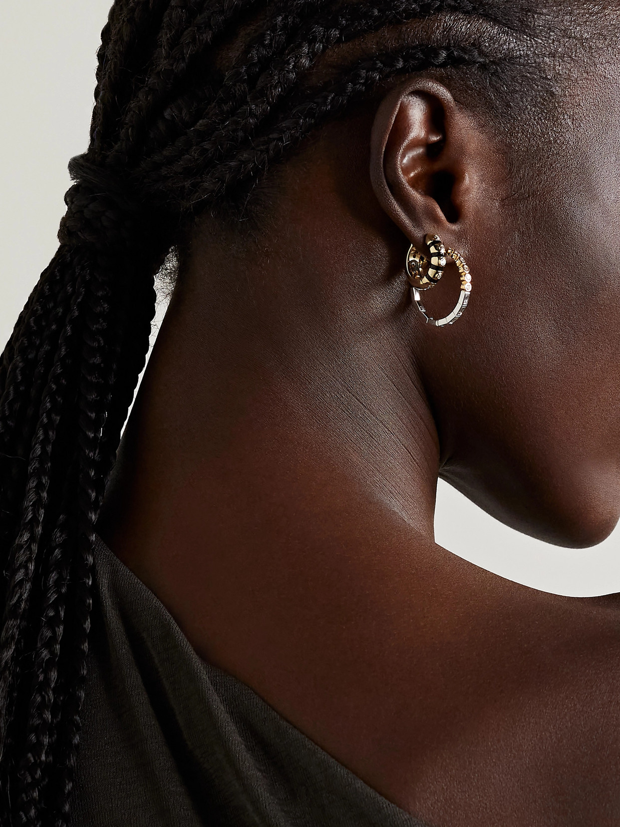 Yvonne Léon 18-karat White And Yellow Gold Diamond Hoop Earrings In Gold