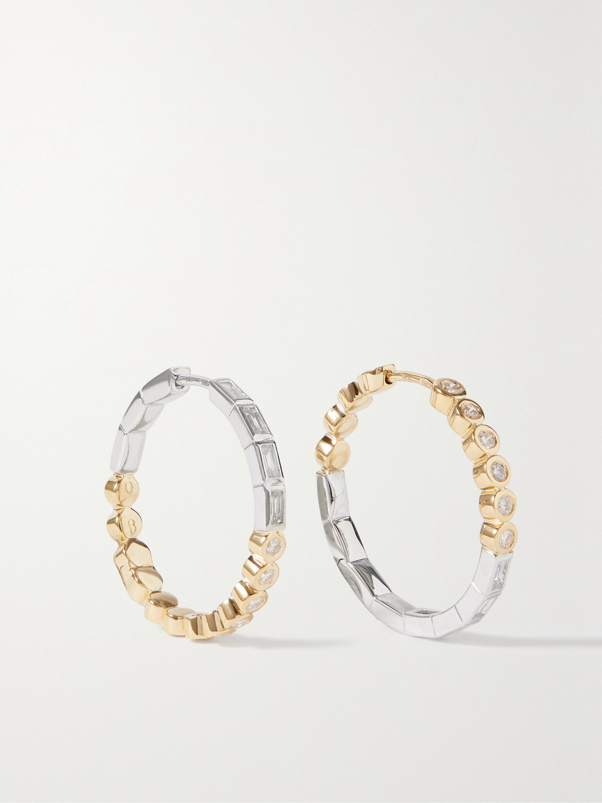 Yvonne Léon - 18-karat White And Yellow Gold Diamond Hoop Earrings - one size