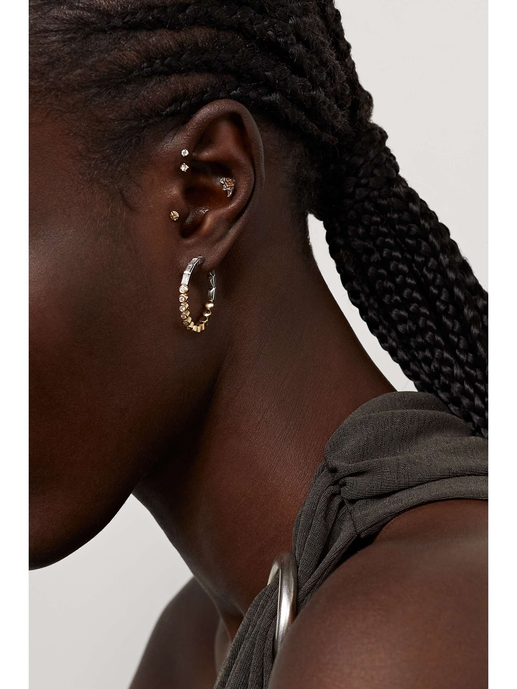 Plain white sales gold hoop earrings
