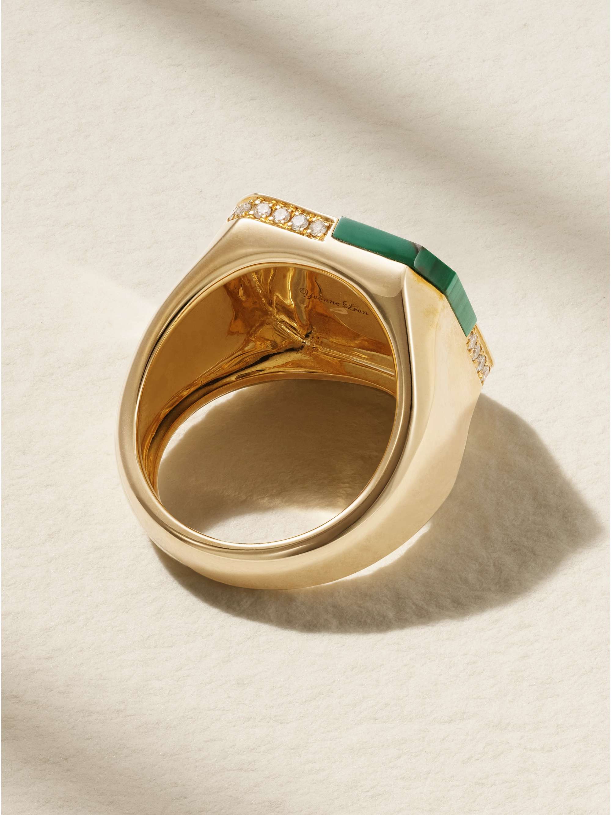 YVONNE LÉON 9-karat gold malachite, and diamond ring