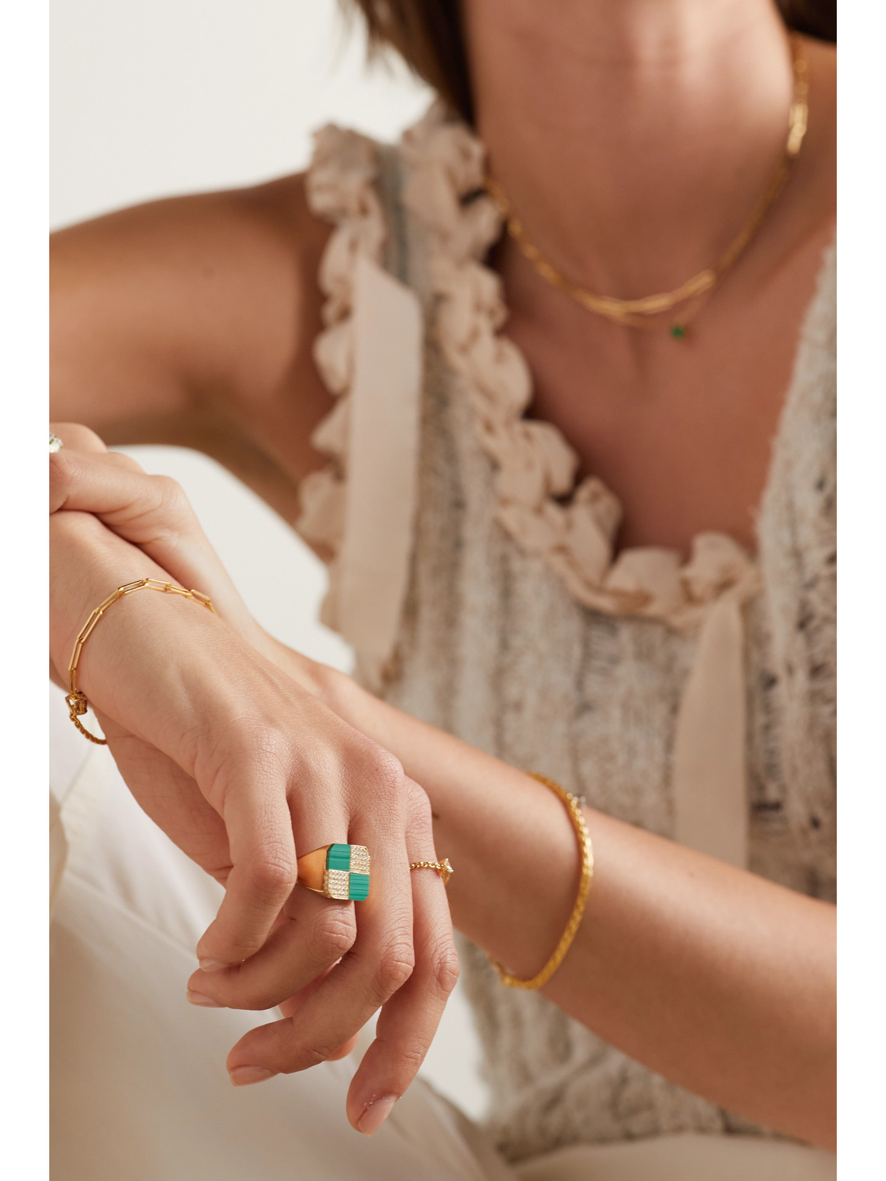 Shop Yvonne Léon 9-karat Gold Malachite, And Diamond Ring