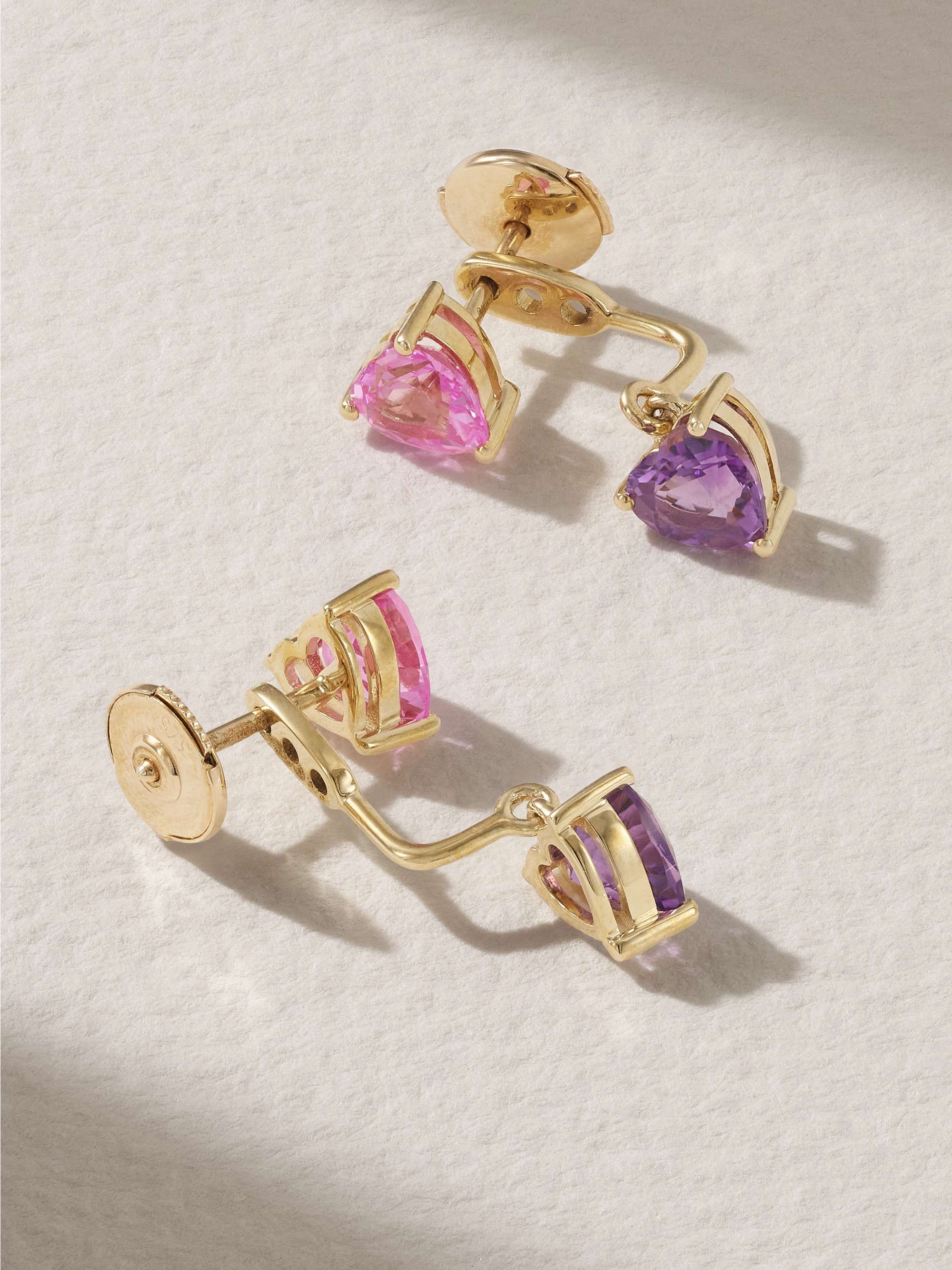 YVONNE LÉON Convertible 9-karat gold, corundum and amethyst earrings