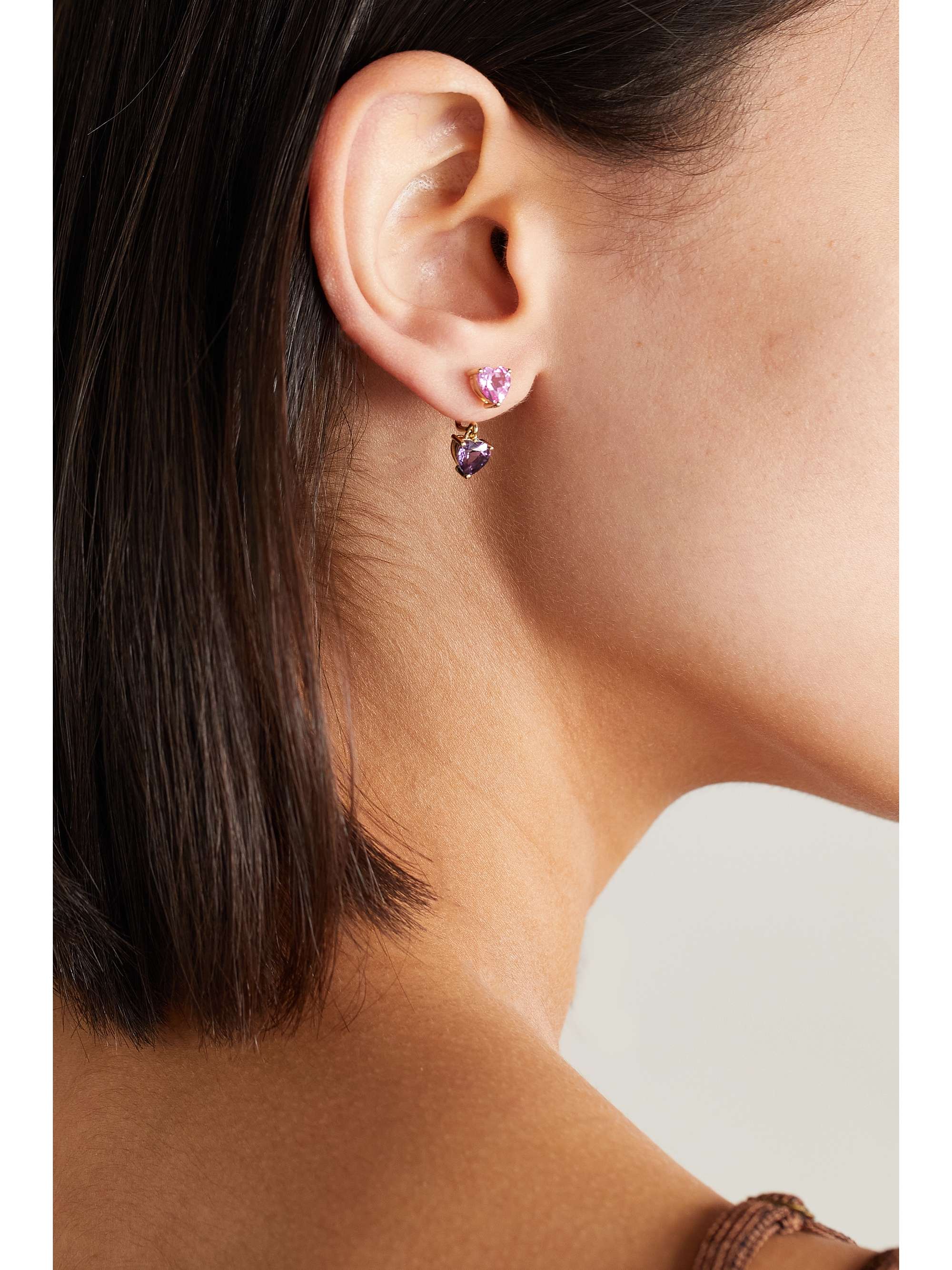 YVONNE LÉON Convertible 9-karat gold, corundum and amethyst earrings