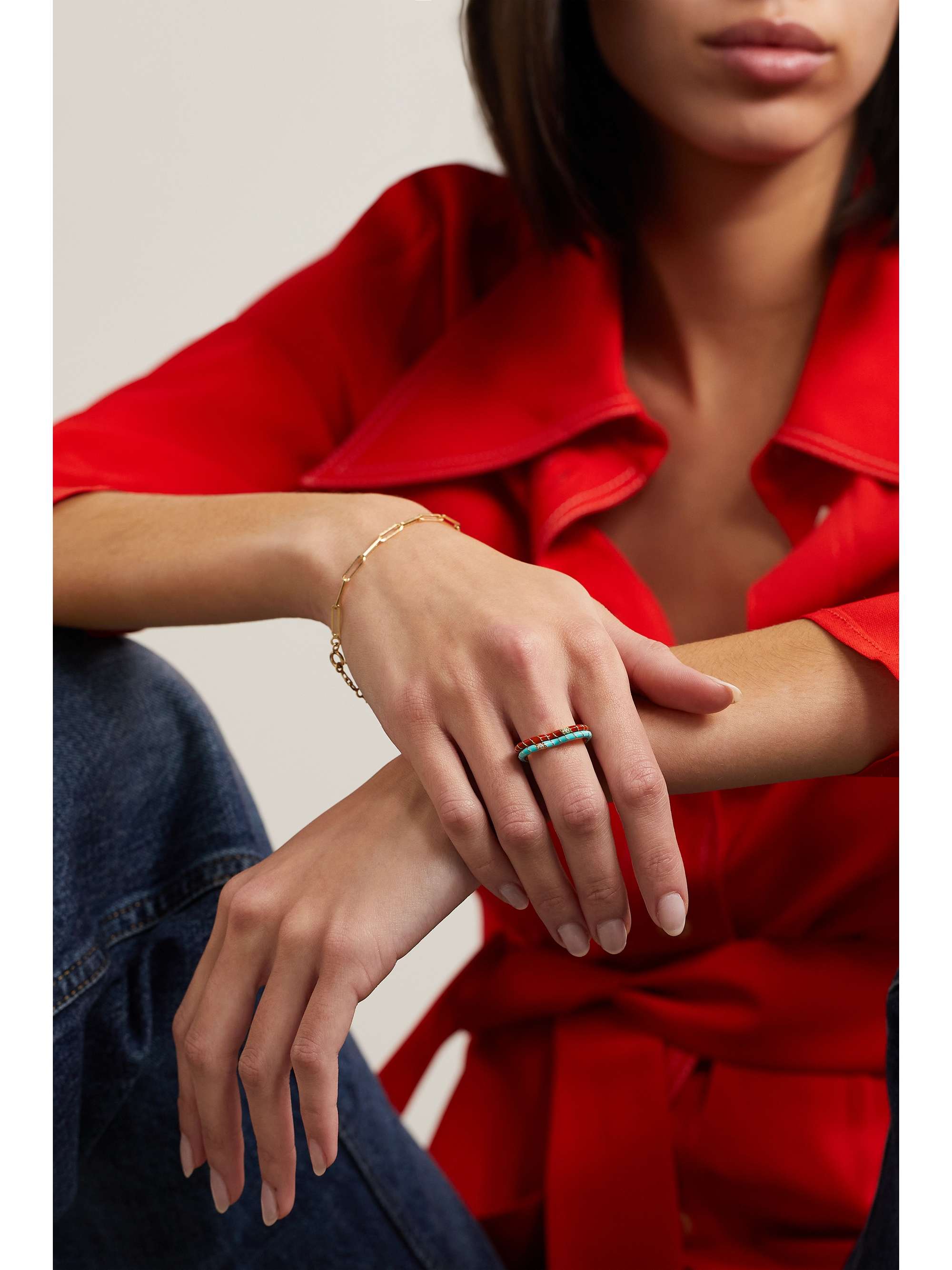 YVONNE LÉON 9-karat gold, enamel and diamond ring