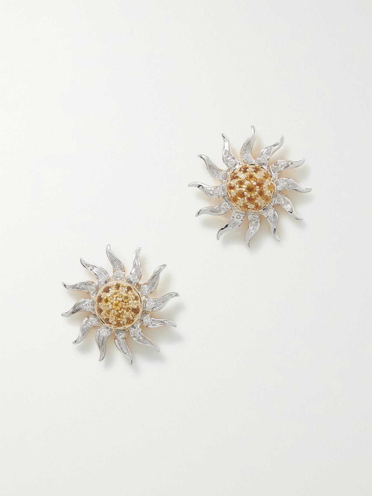 Yvonne Léon - 18-karat Yellow And White Gold, Citrine And Diamond Earrings - one size