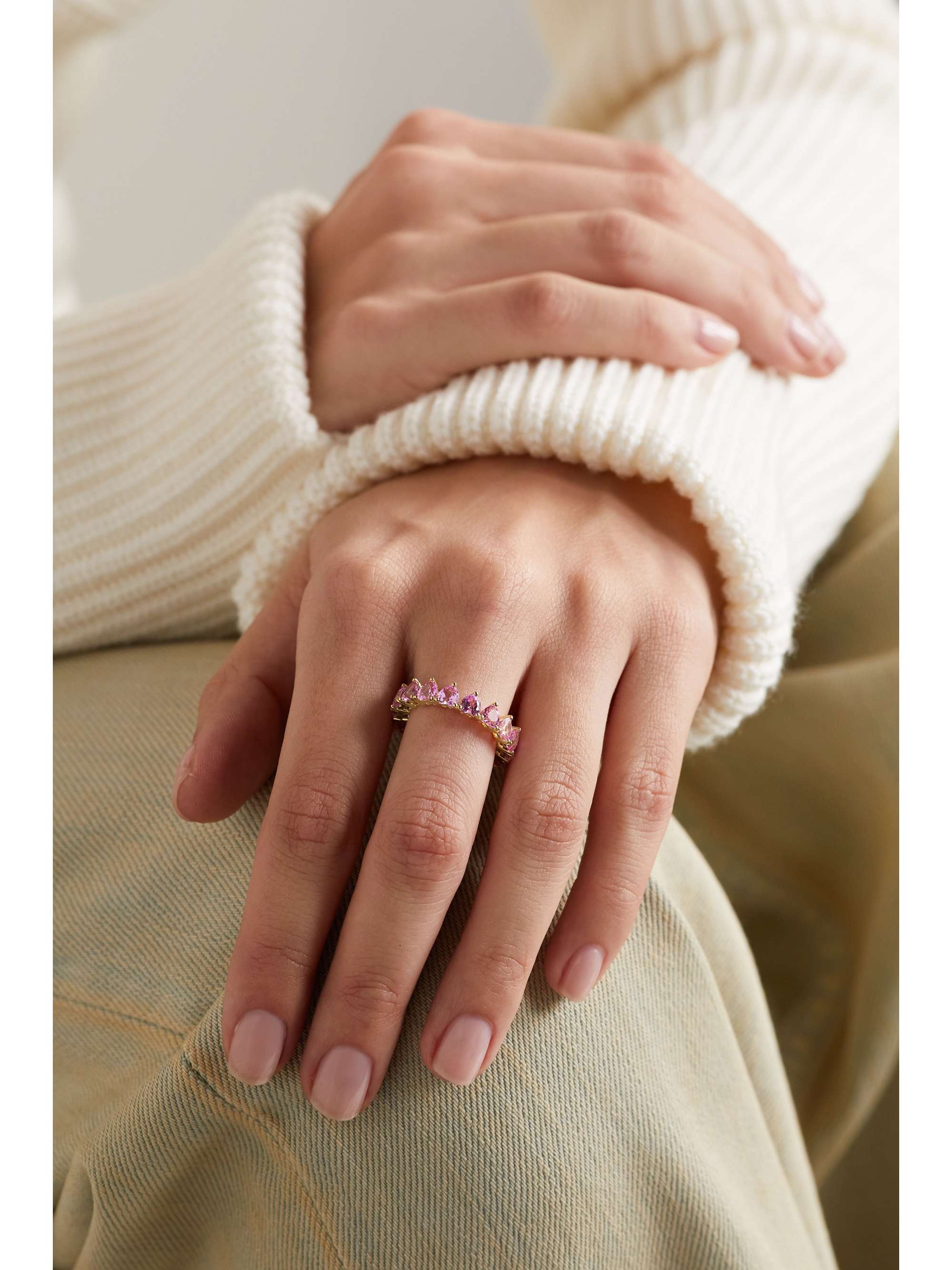 YVONNE LÉON Mini Alliance 9-karat gold crystal ring