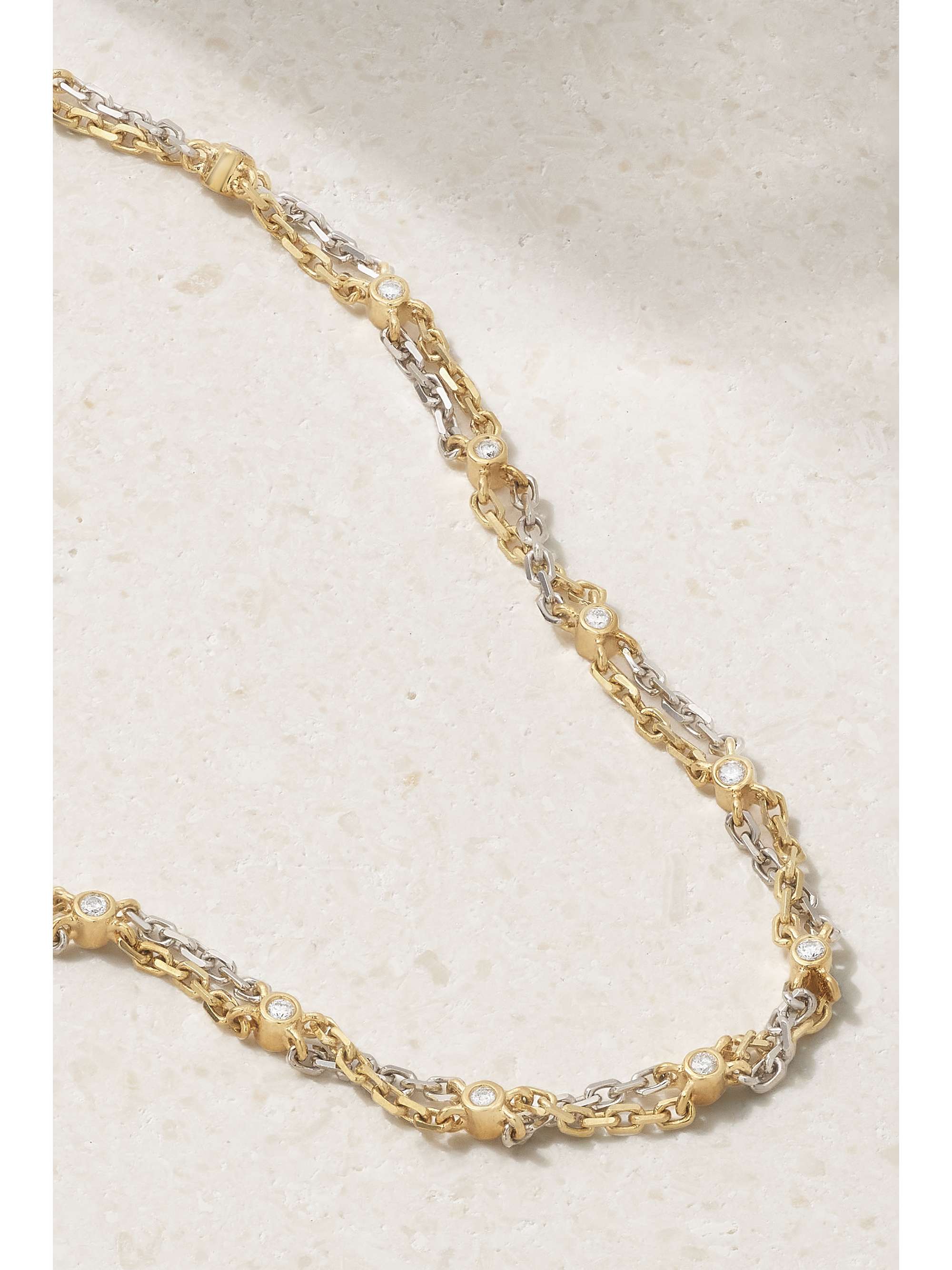 YVONNE LÉON 9-karat white and yellow gold diamond necklace