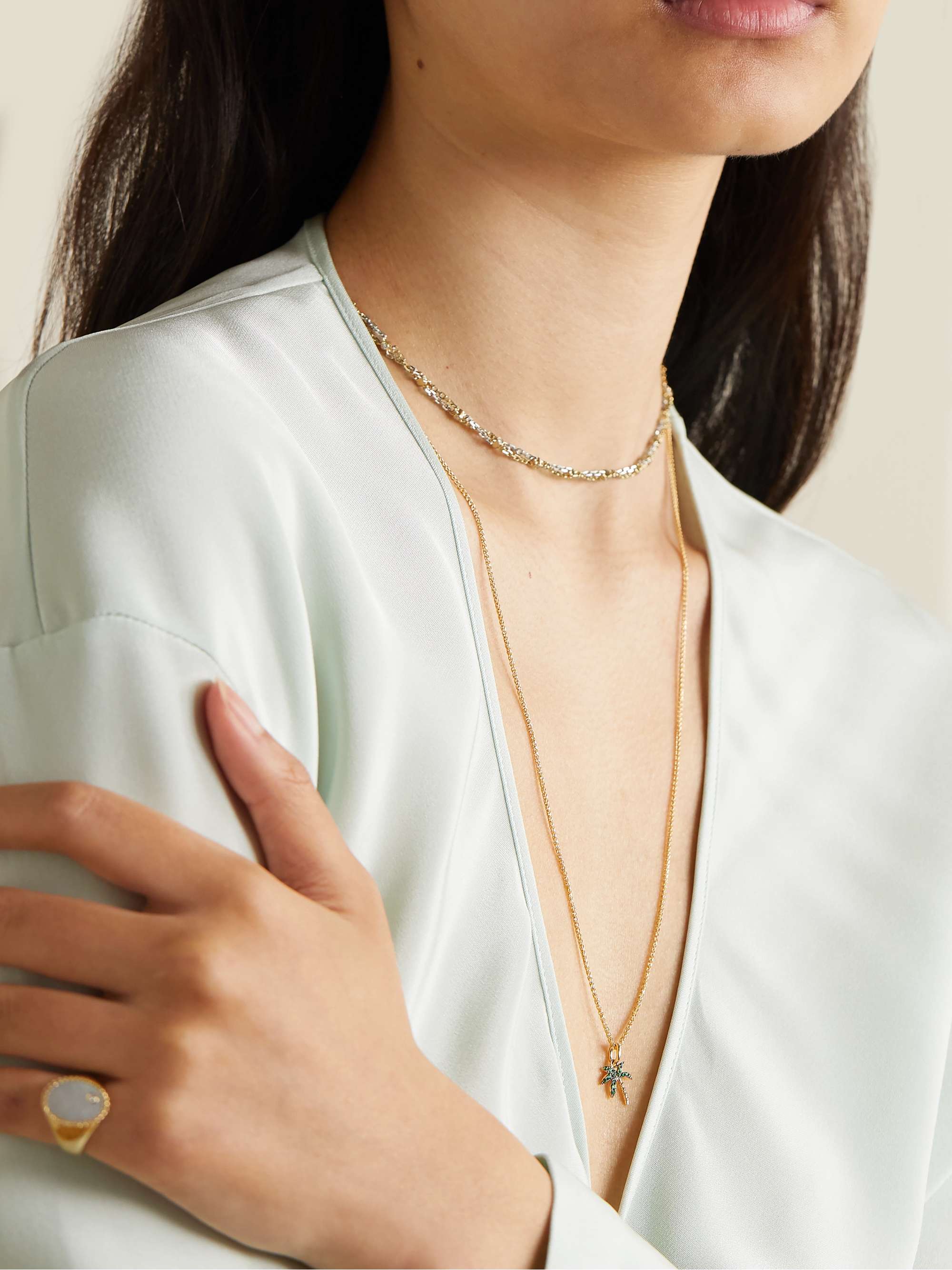 YVONNE LÉON 9-karat white and yellow gold diamond necklace