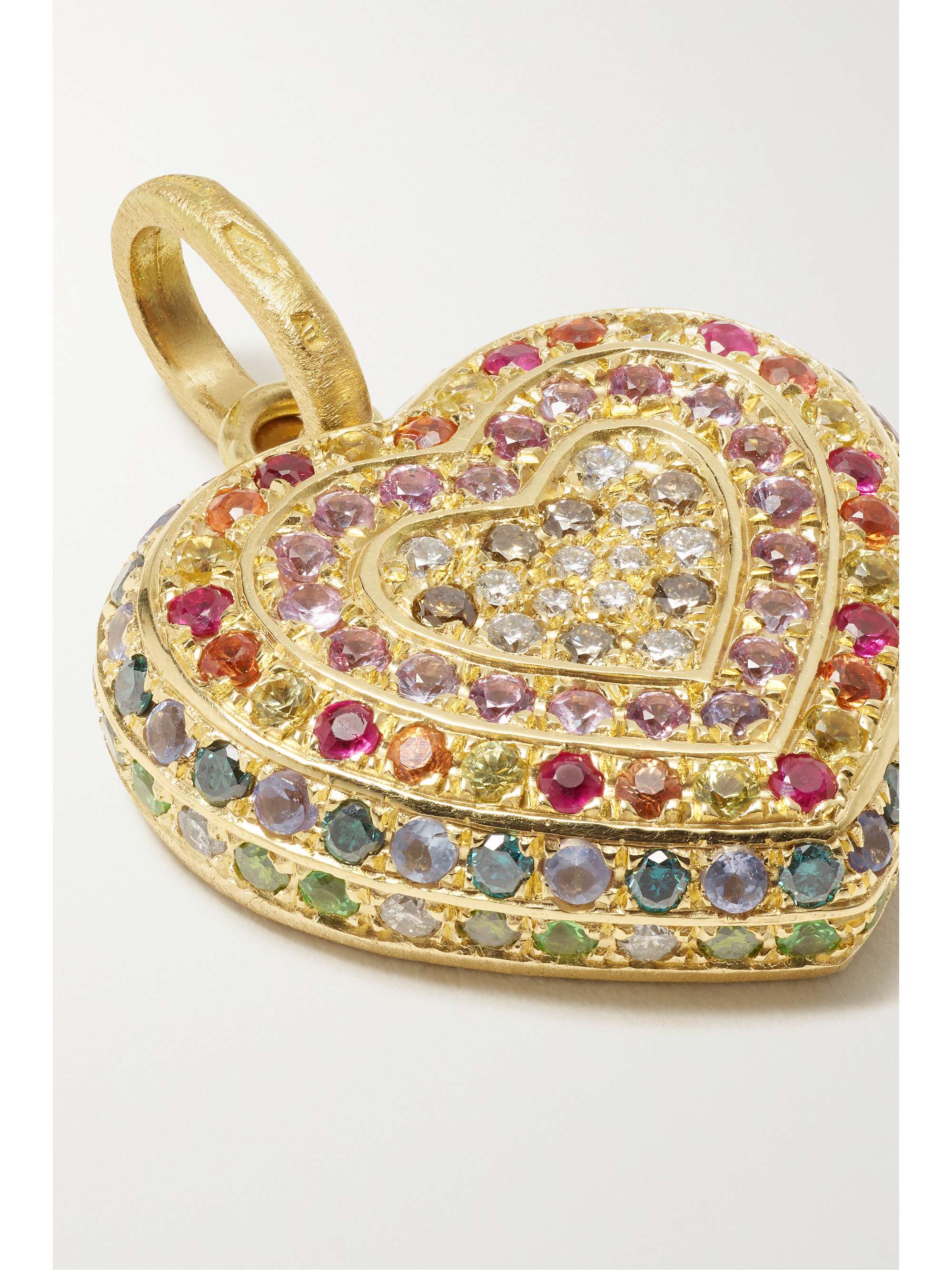 CAROLINA BUCCI Small Cuore 18-karat gold, sapphire and diamond pendant
