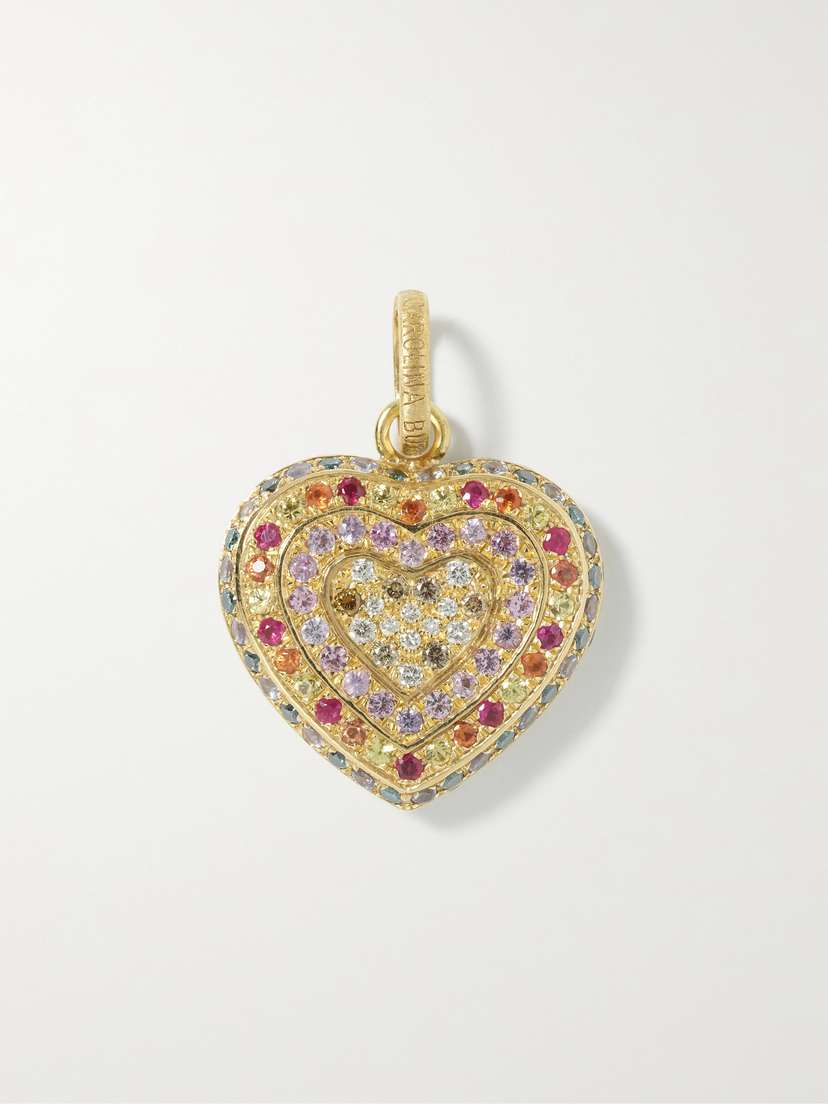 Carolina Bucci Small Cuore 18-karat Gold, Sapphire And Diamond Pendant