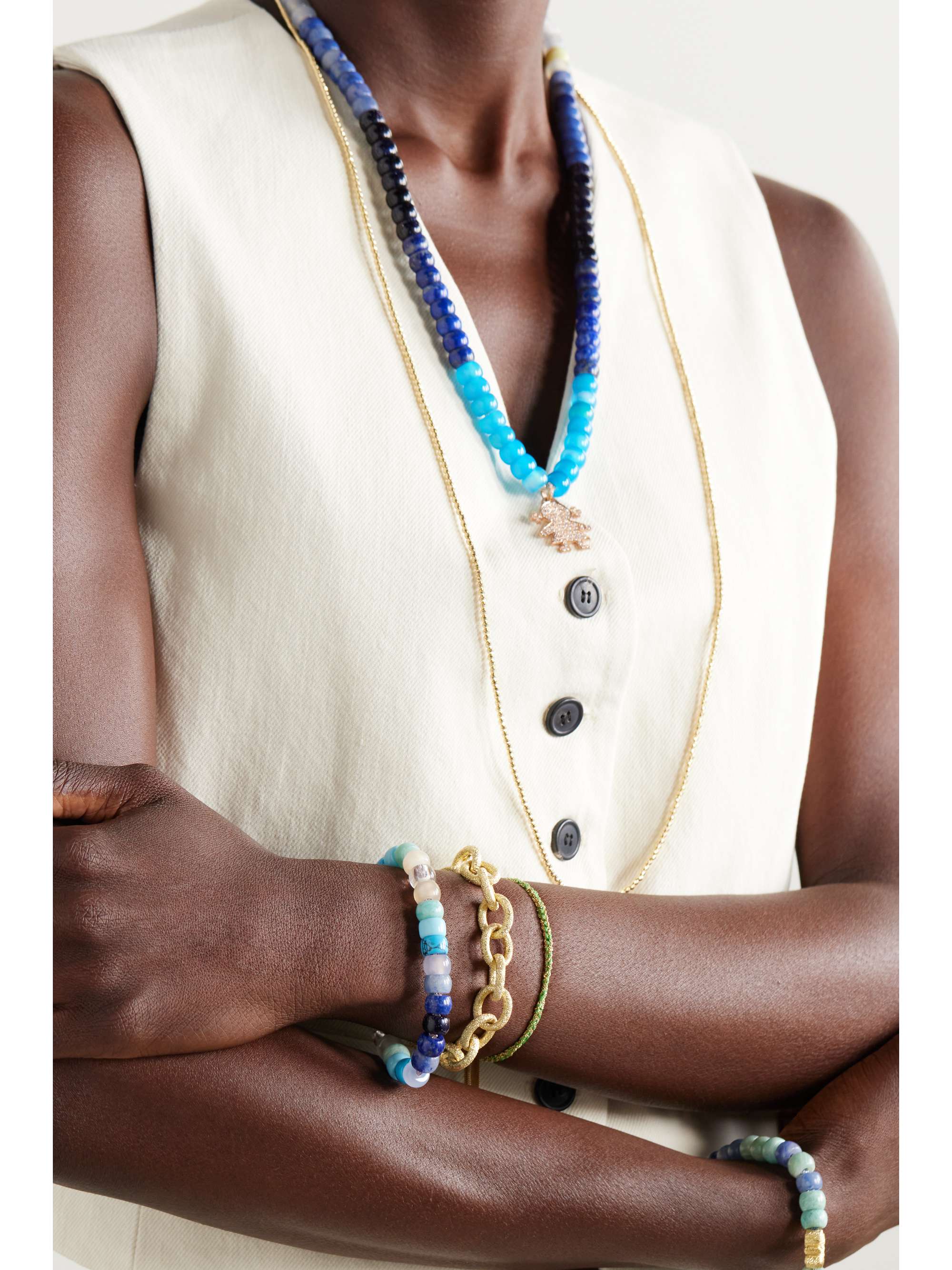 CAROLINA BUCCI Bluissimo Forte 18karat gold multistone bracelet NET