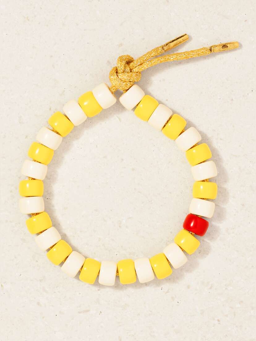 Carolina Bucci Fortissimo Il Pellicano Forte Beads 18-karat Gold And Lurex Multi-stone Bracelet