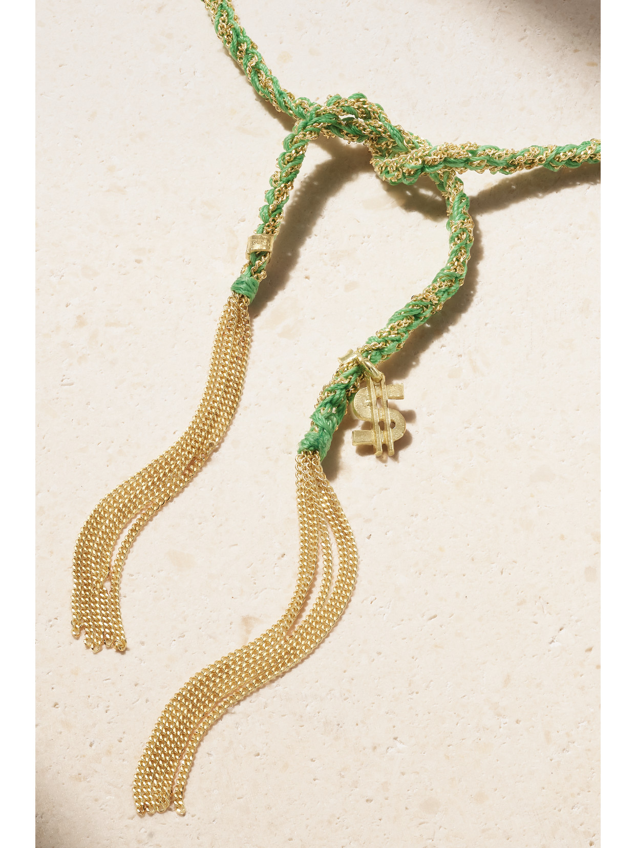 CAROLINA BUCCI MONEY LUCKY 18-KARAT GOLD AND SILK BRACELET 