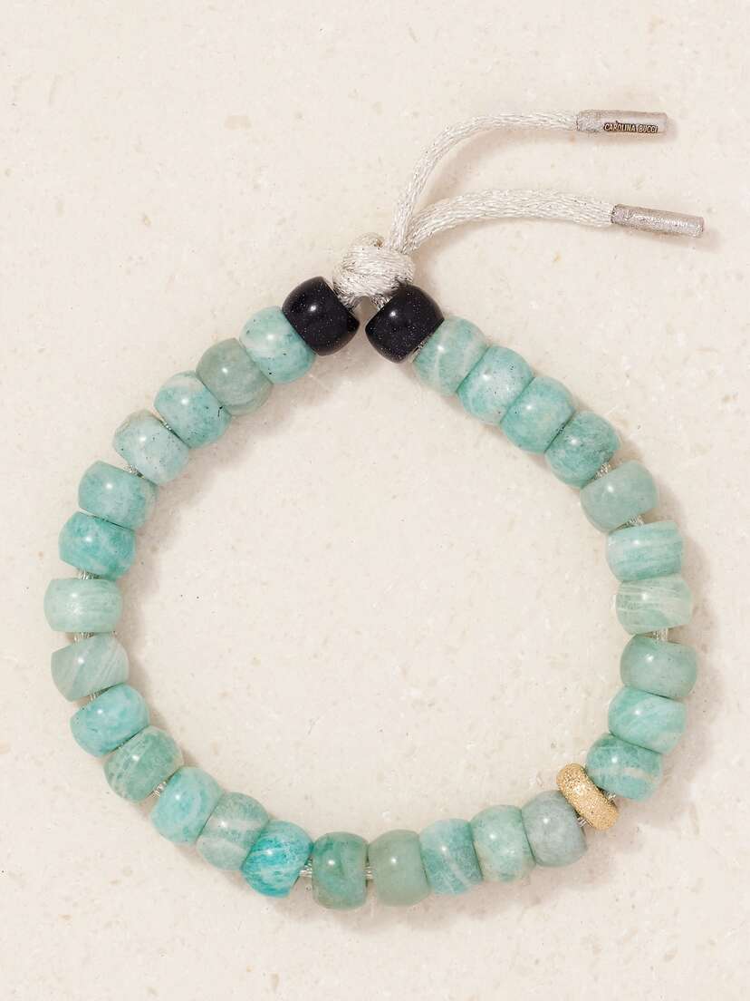 Carolina Bucci New York Forte 18-karat Yellow And White Gold Amazonite And Goldstone Bracelet